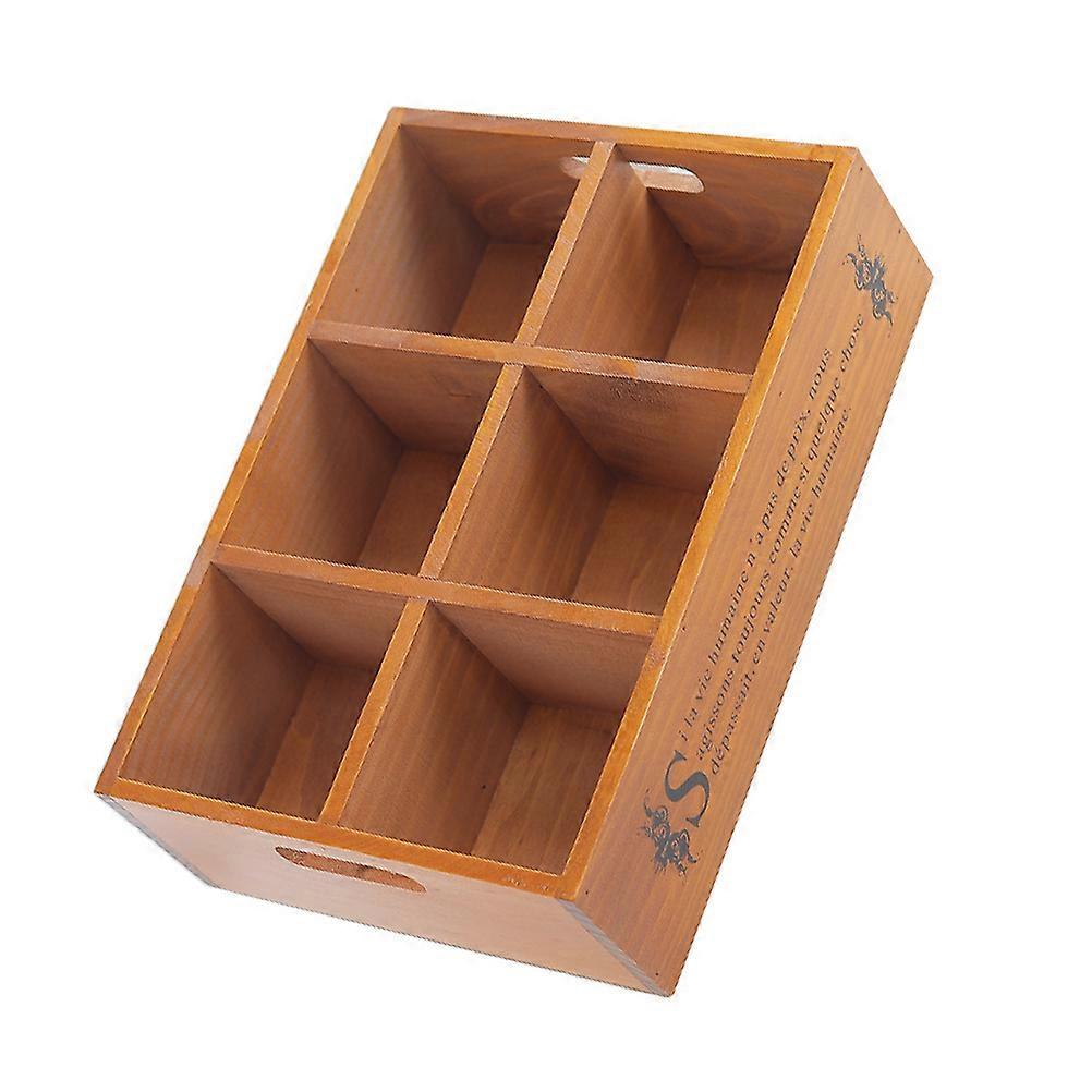 Desktop Sundries Case Multi-Grid Storage Stable Placement Wooden Rectangular Simple Style 32X22.3CM 1Pack