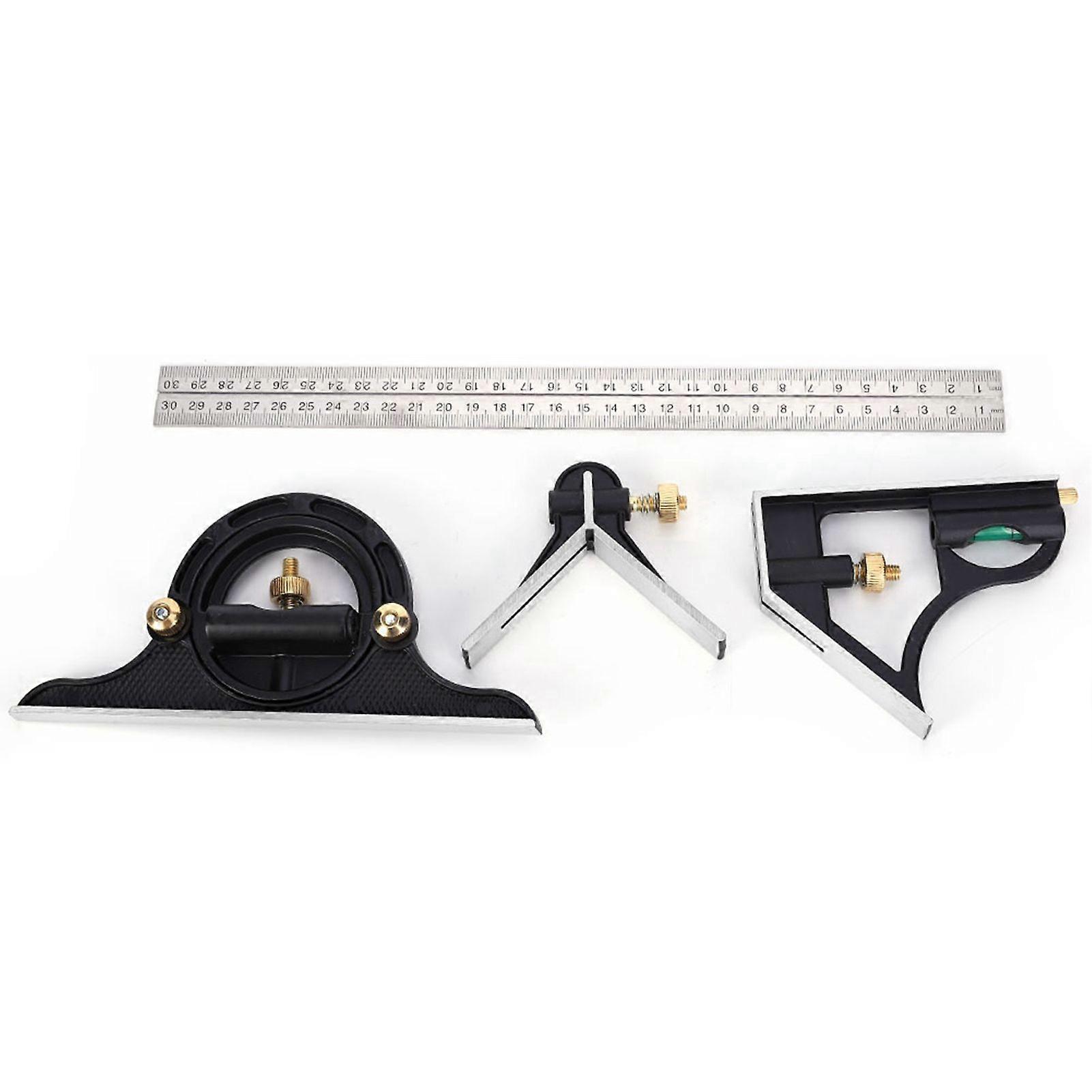 Stainless Steel Angle Ruler 0-180 Combination Tri Square 0.01 Protractor Measure Tool