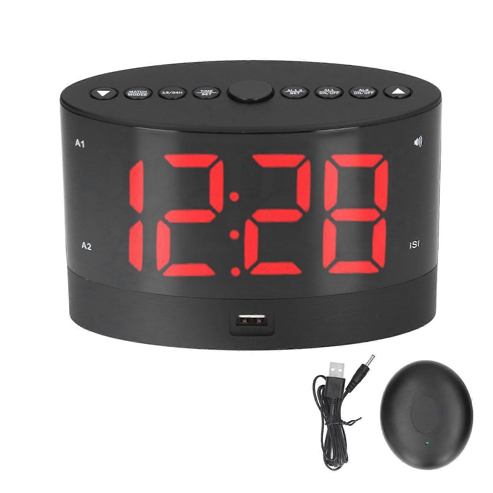 Digital Alarm Clock USB Charging Alarm Clock with 3 Vibration Modes and 2 Time Modes