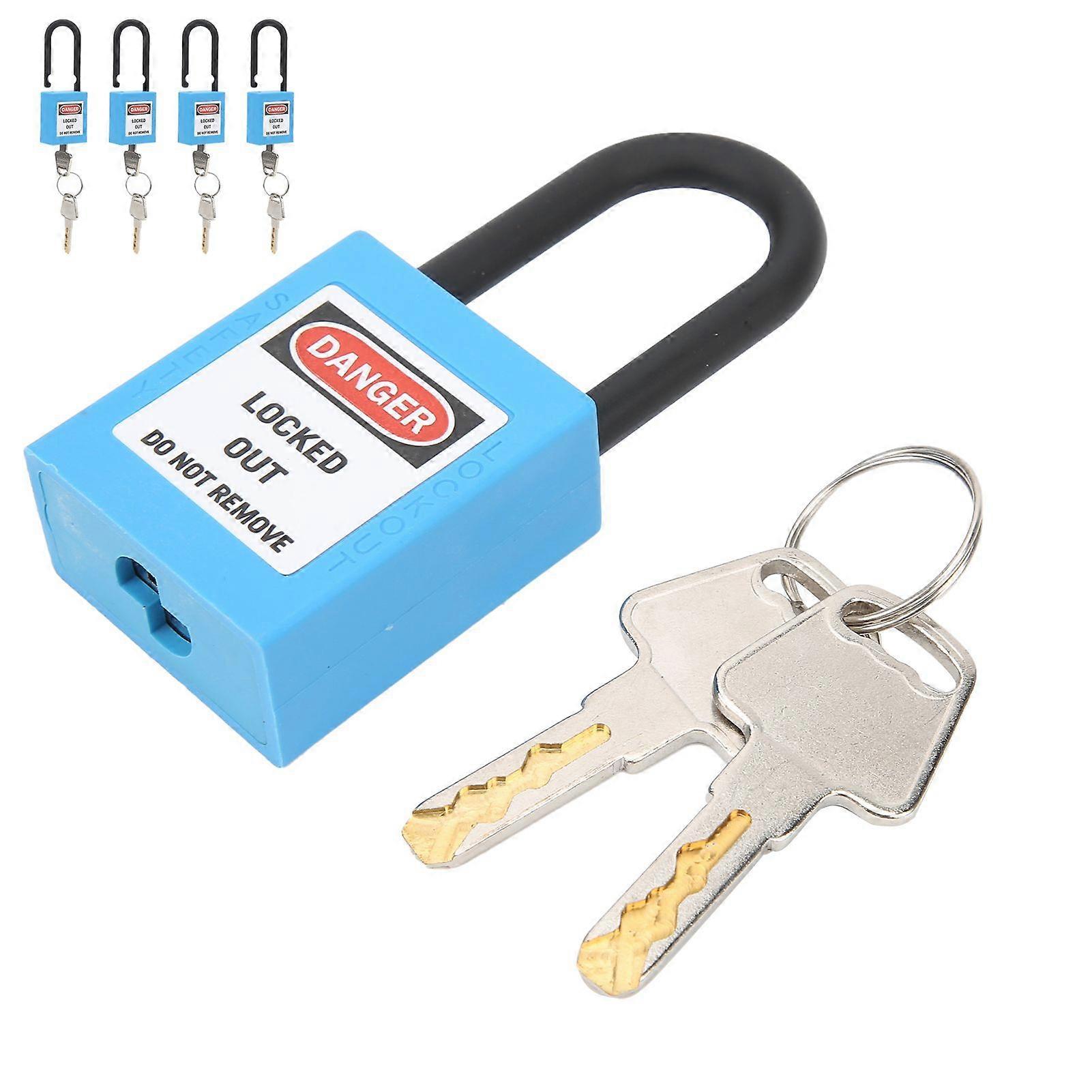 5Set 38mm Lockout Tagout Lock Nylon Durable Dustproof Insulated Safety Padlock with KeyBlue