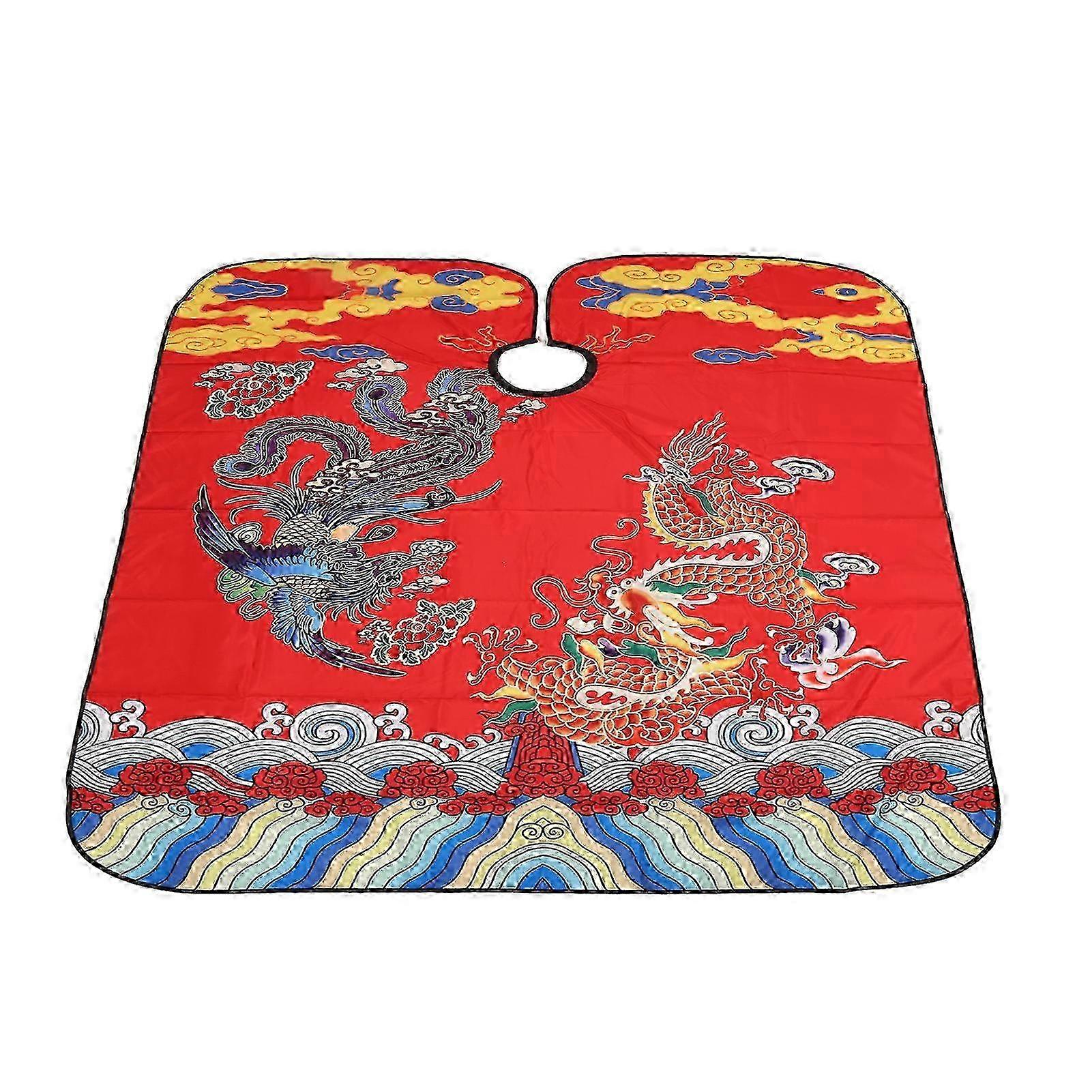 Adjustable Waterproof Barber Cape with Chinese Pattern Hairdressing Scarf