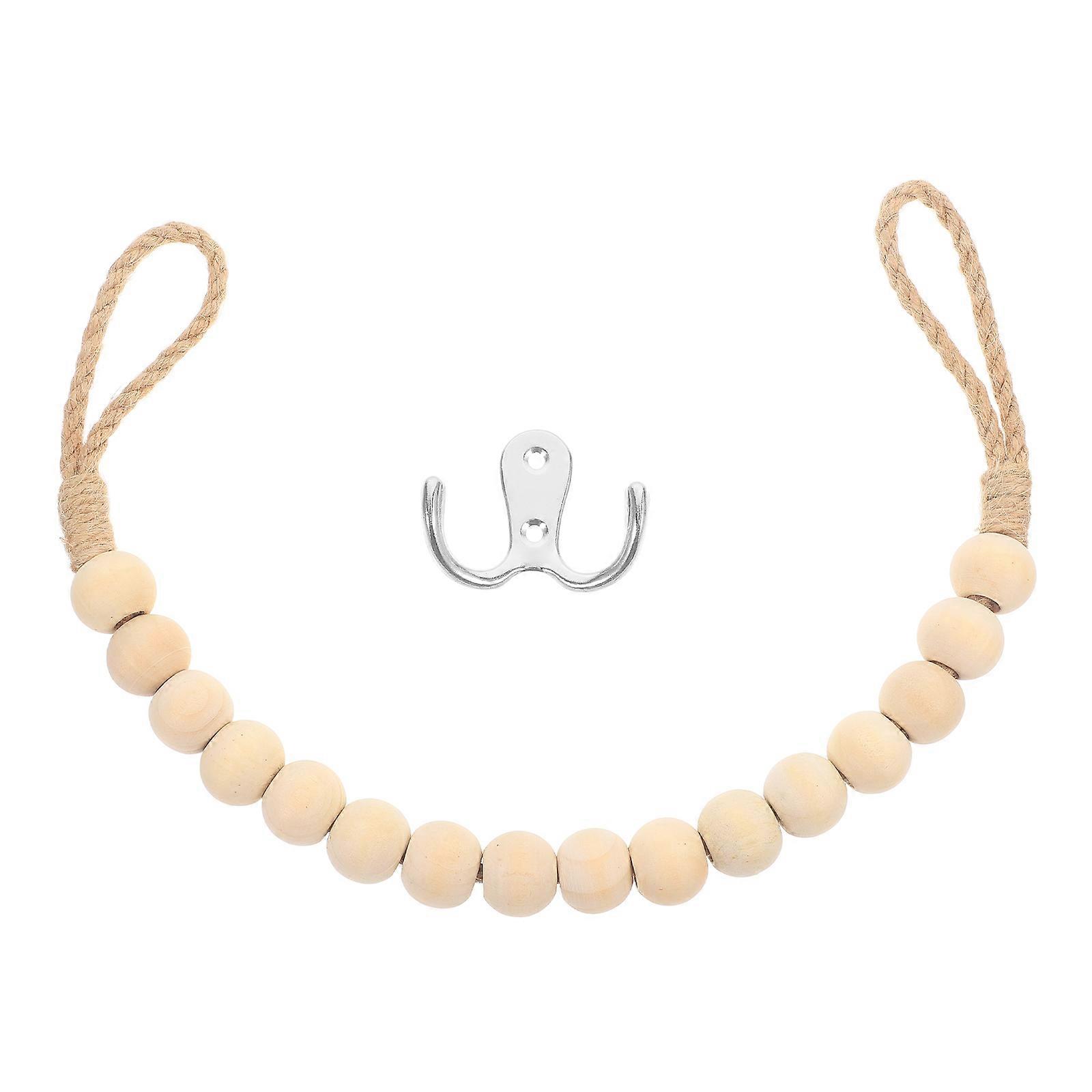 Bathroom Wall Mount Hand Towel Ring Wooden Holder 2Sets