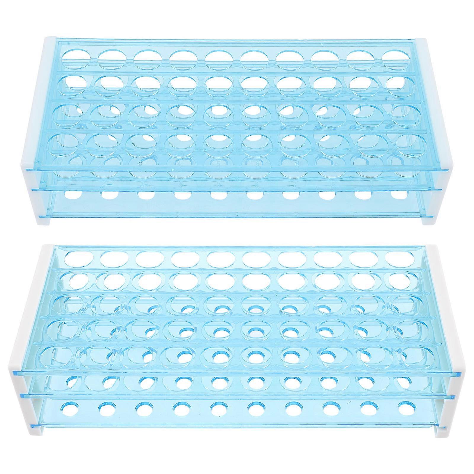 Multipurpose Tube Holder 2Pcs Rectangular Test Tube Stand Perfect For Students 25X11.2Cm Sky-Blue Easy To Store