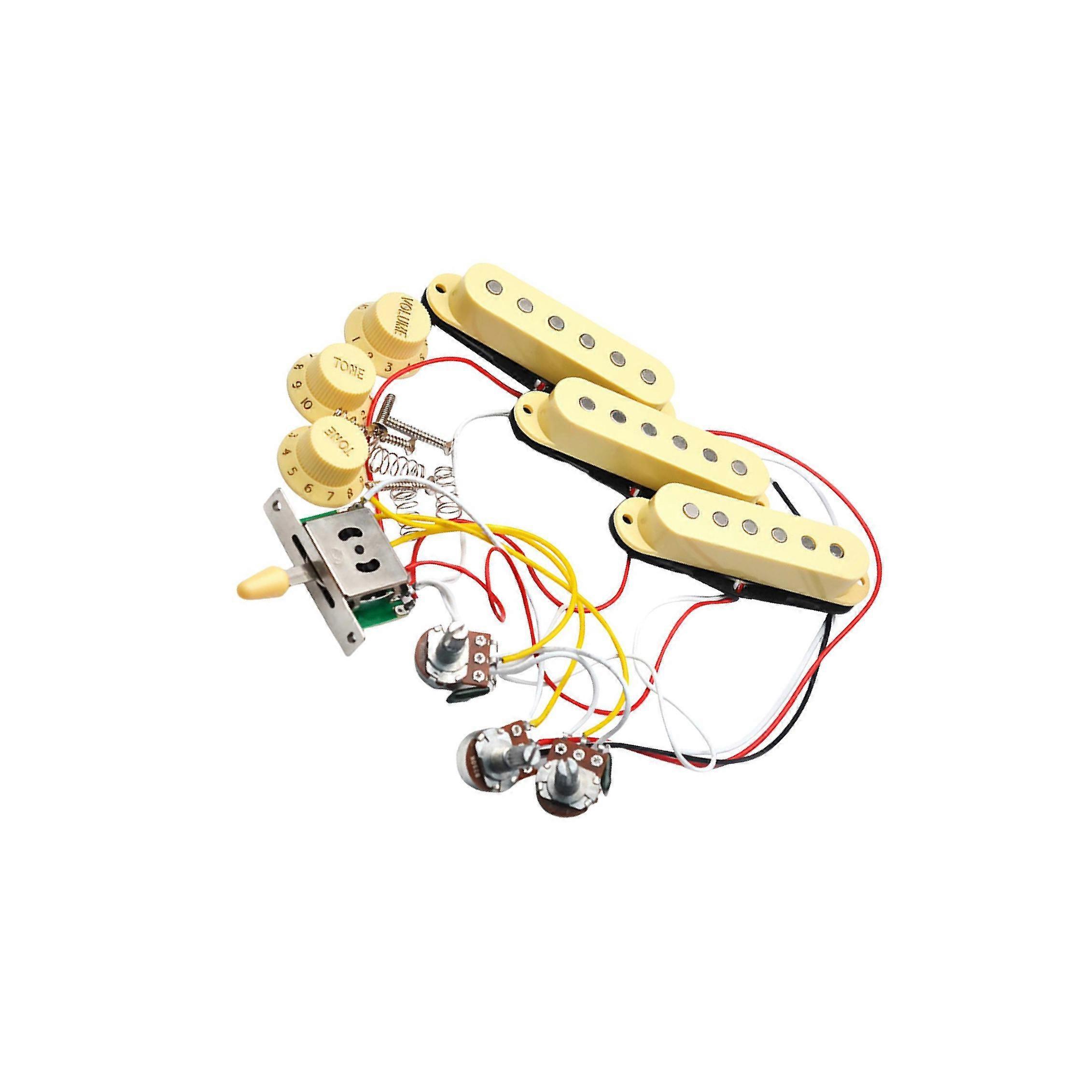 Gitarrpickupset med 5 växlar, förberedd för ST elgitarr, vit