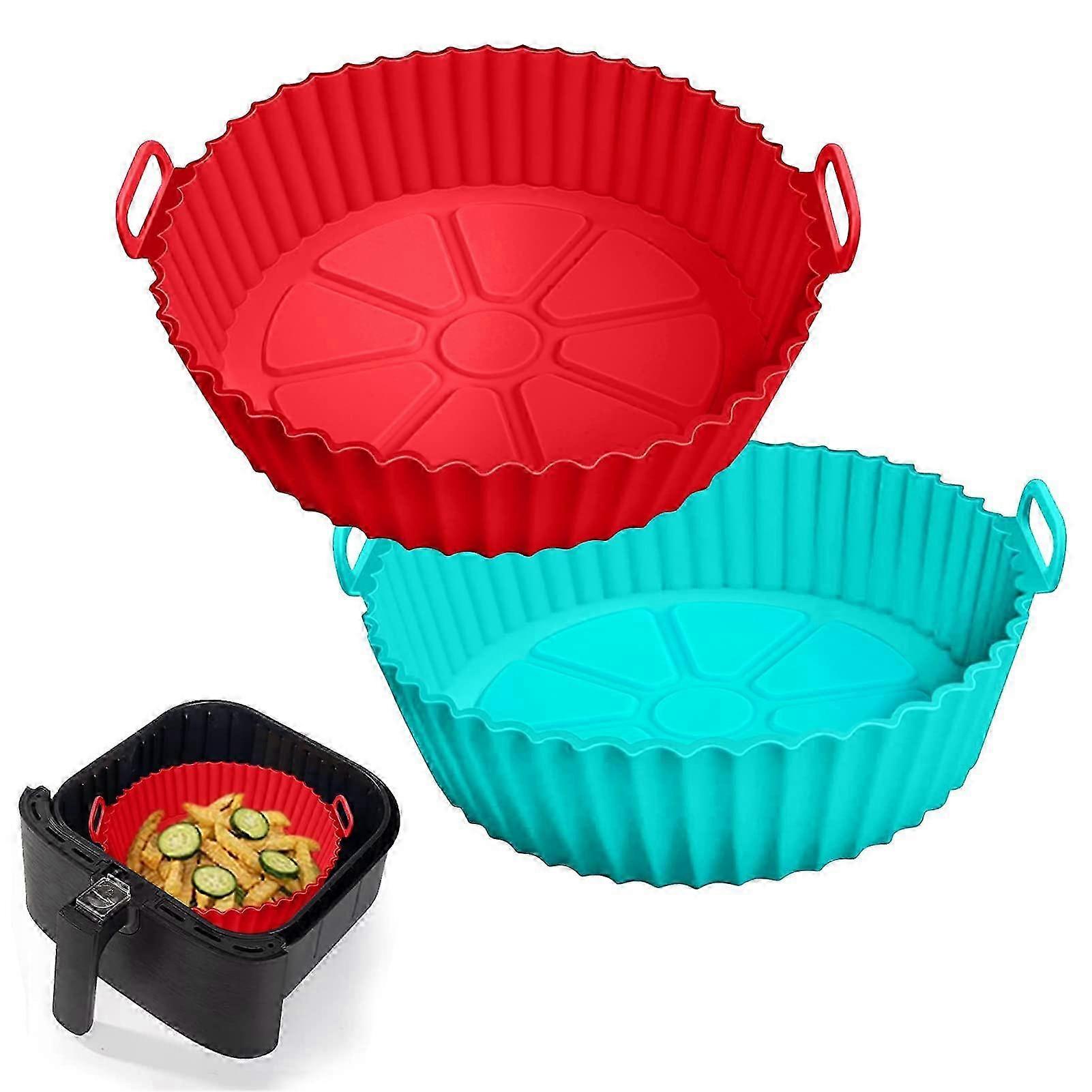 2026 2-Pack Silicone Air Fryer Liners, Reusable Baking Tray Inserts
