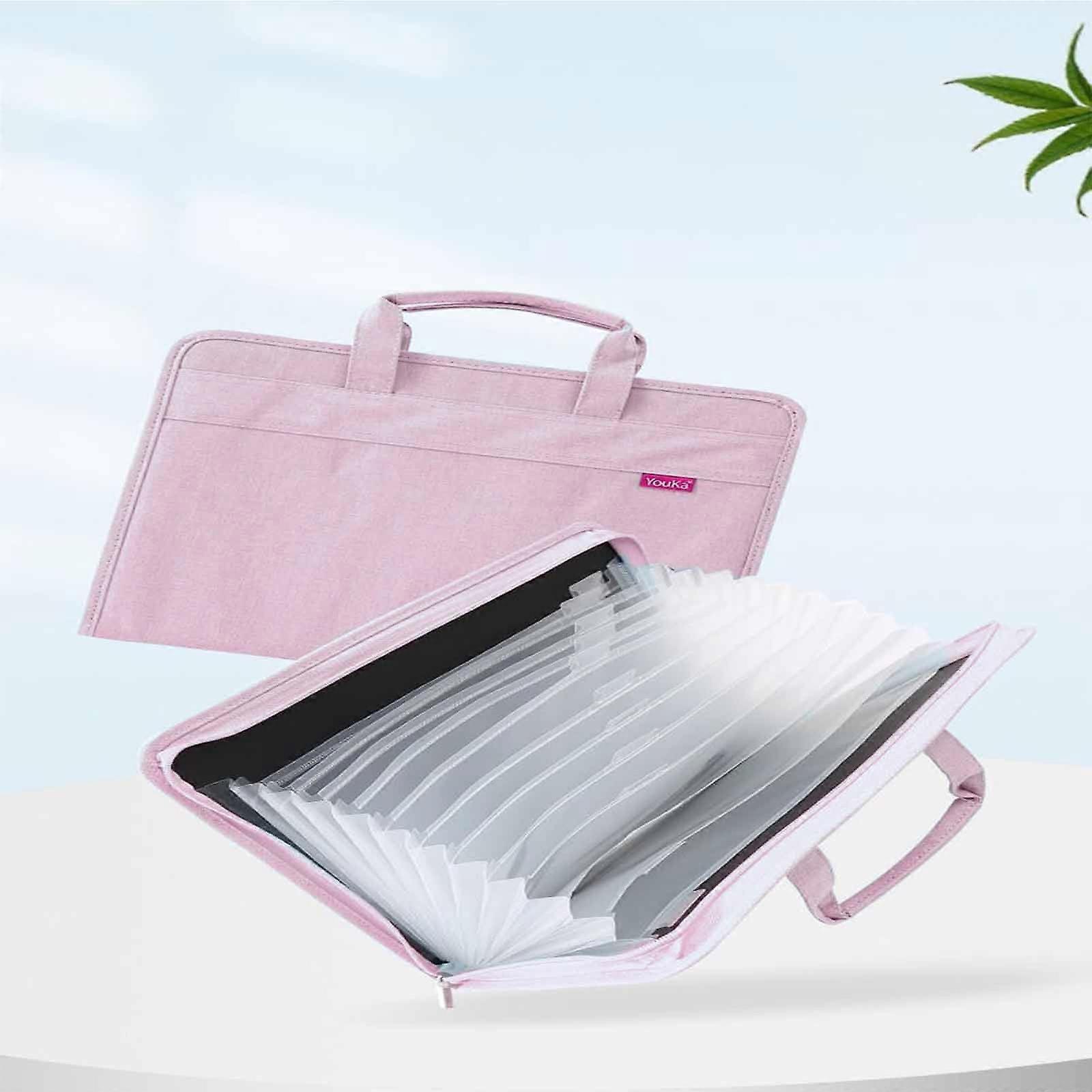 Luckky Canvas Accordion File Organizer, 13 Pockets, Portable Expanding Folder with Handle, Compatible with Letter/A4, for Bills, Receipts, School,