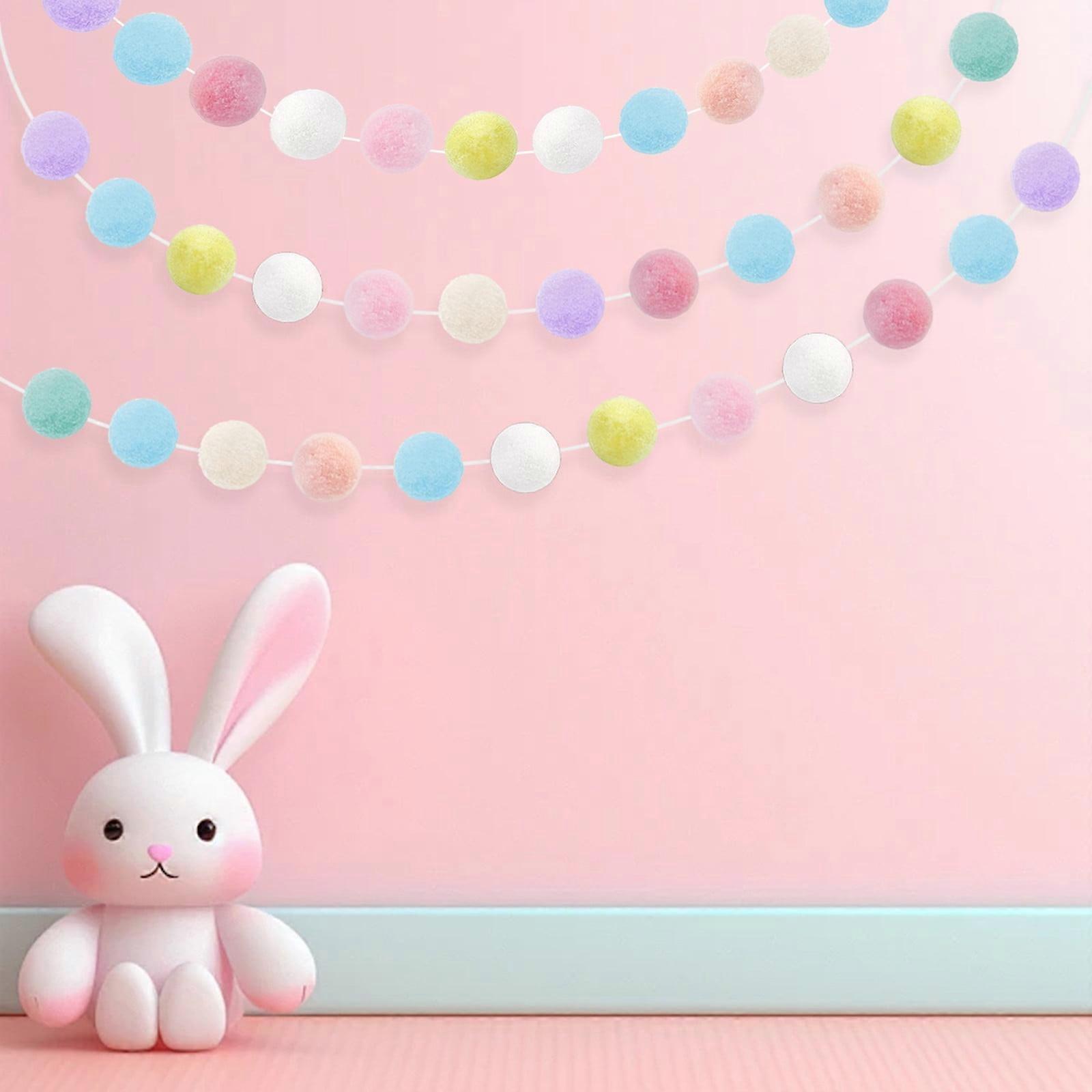 20-foot felt ball string flags, Easter wreath decorations. 60 high-stretch macaron-colored plush balls with a needle and thread for indoor Easter
