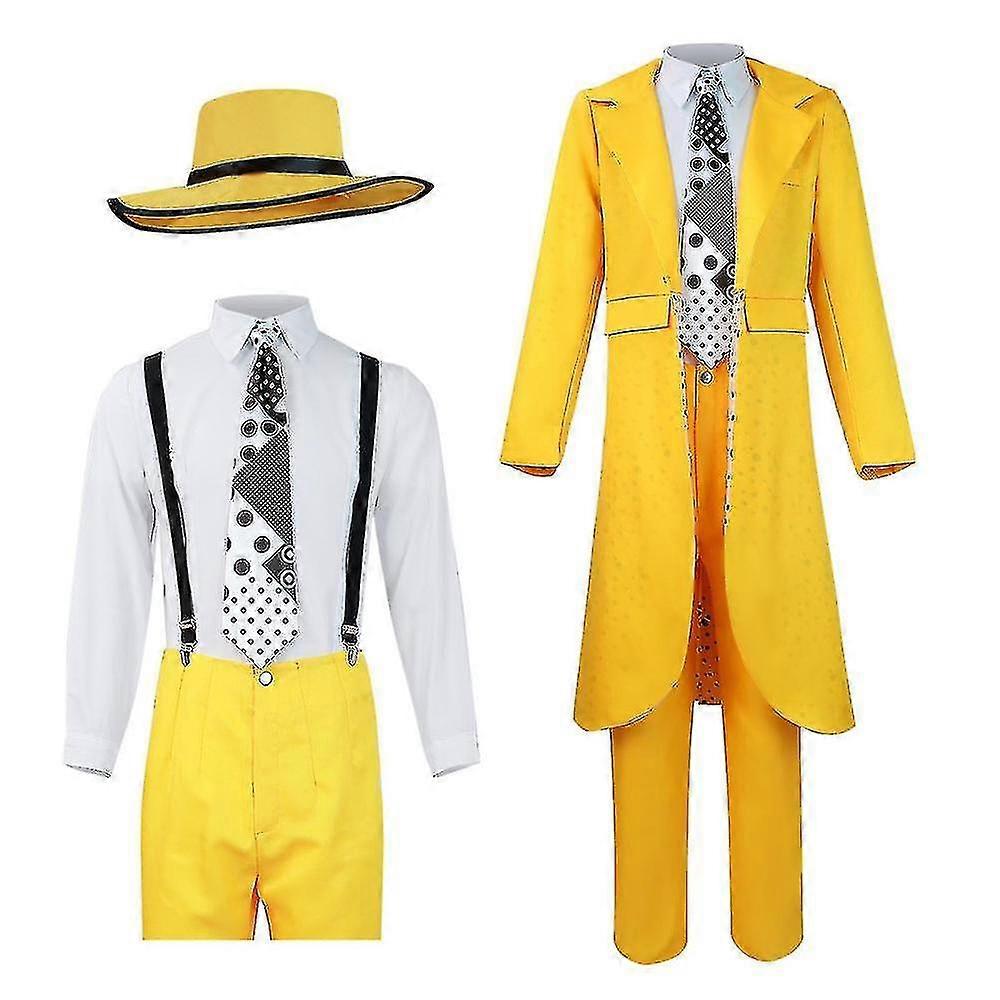 マスクジムキャリーイエロースーツコスプレコスチュームメンズ制服衣装セット