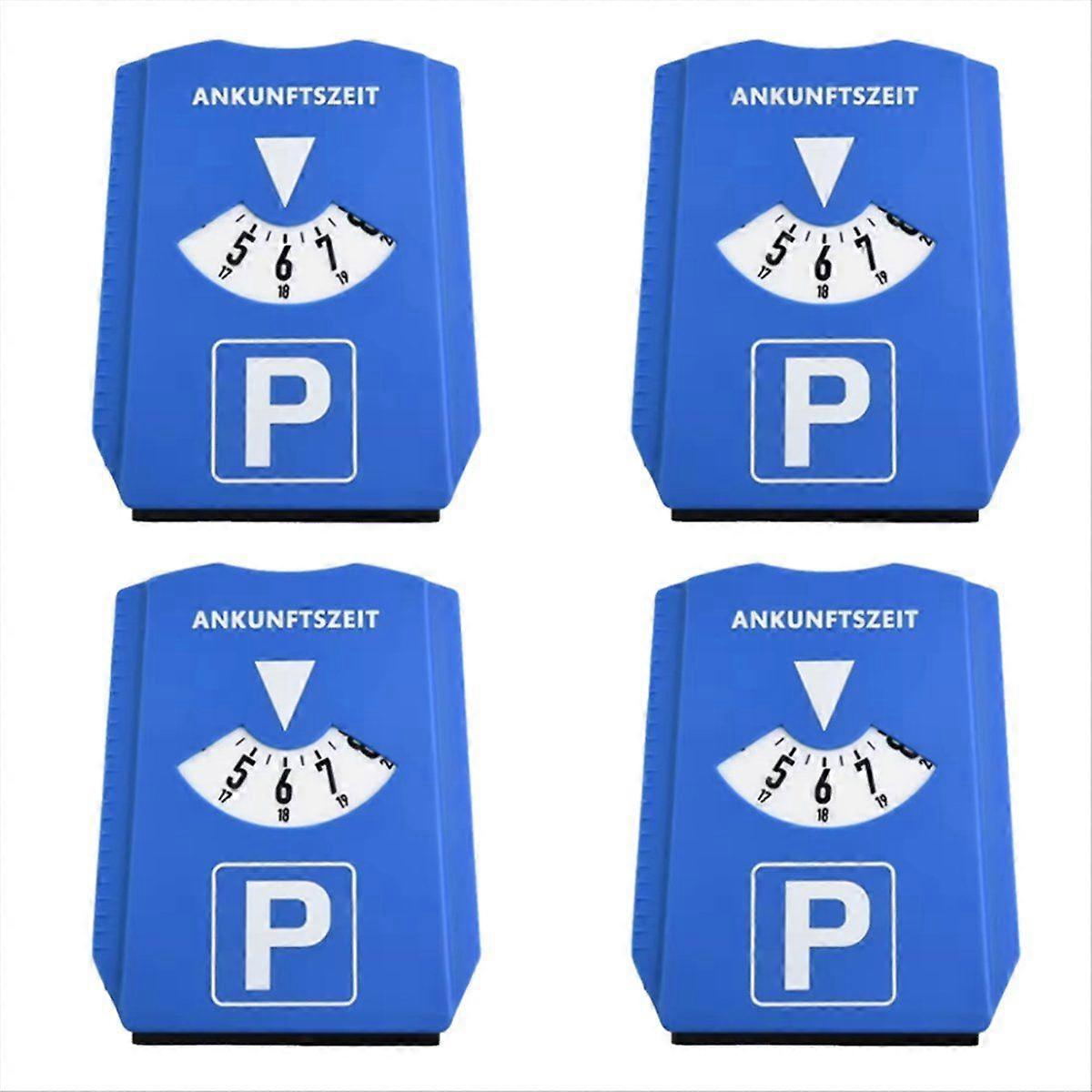 4pcs Car Parking Disc Timer Clock Arrival Time Display Blue Plastic Parking Time Tools Parking Disc