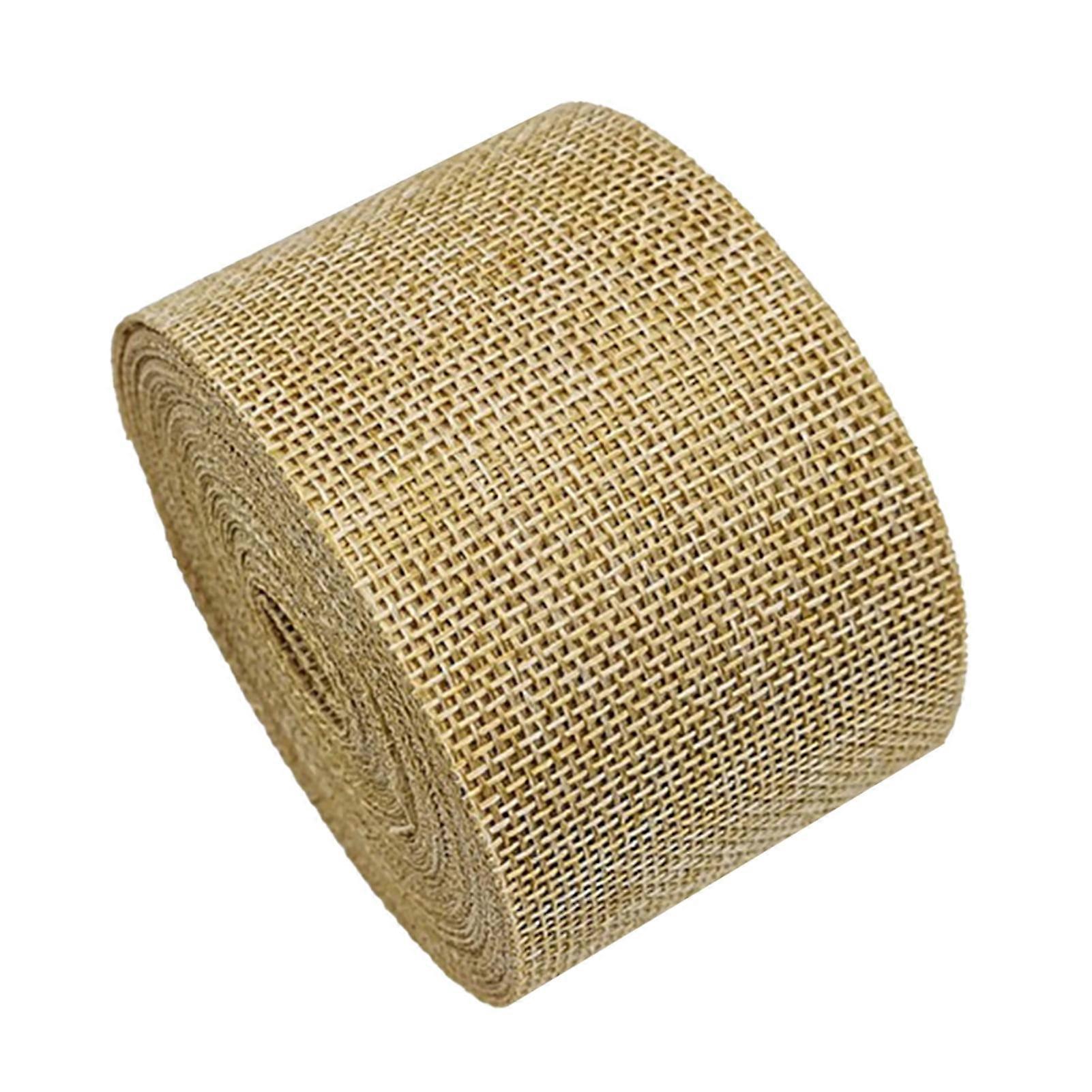 Shulemin 1 Roll DIY Ribbon Decor Exquisite Bright-colored Imitation Linen Wrinkle-resistant Multi-use Ribbon,Champagne