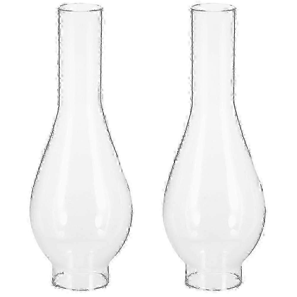 2pcs Clear Lampshade for Oil Lamp Replacement Lamp Chimney Glass Kerosene Lamp Chimney - JA Tw