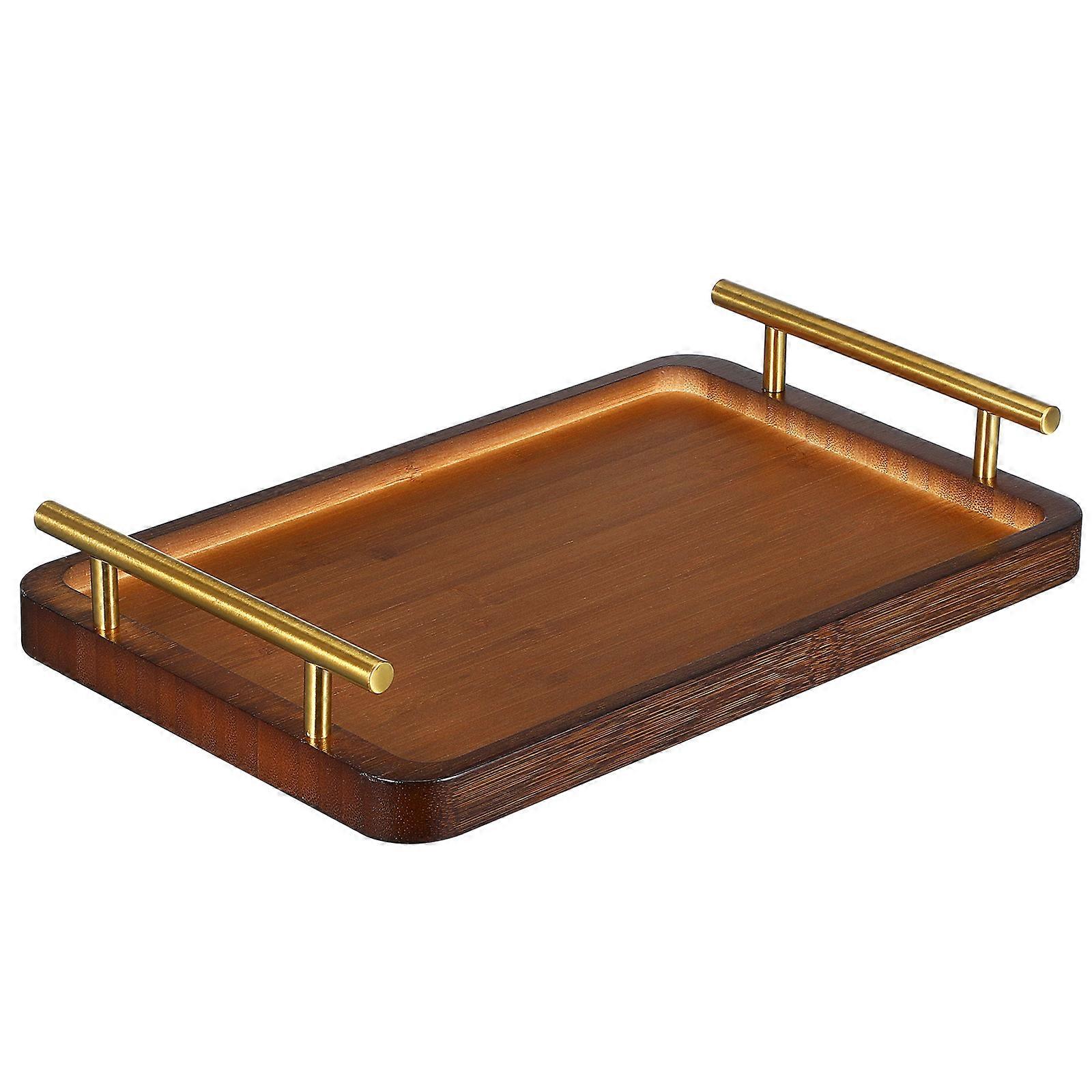 Light Brown Bamboo Serving Tray for Tea Serving with Handles