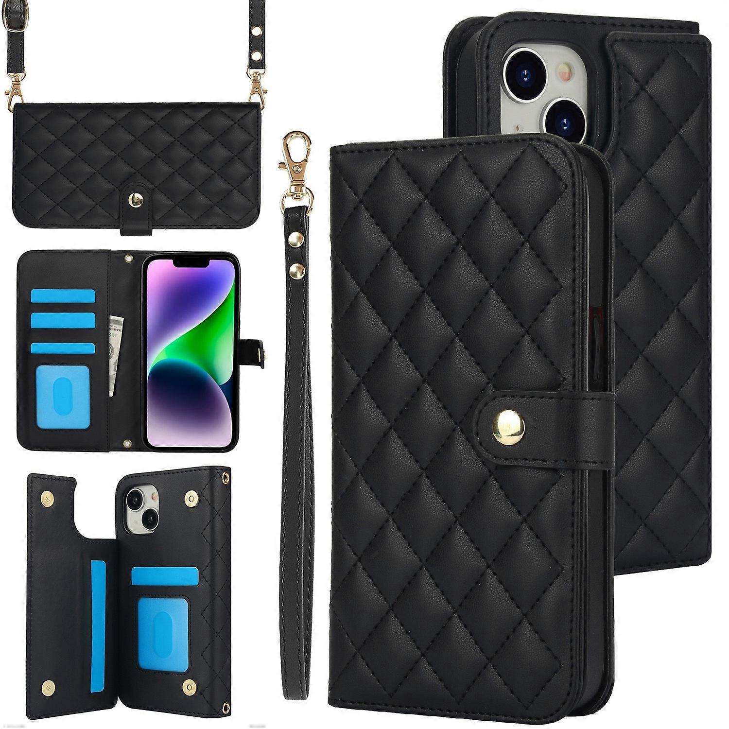 Crossbody Multifunction Rhombic Leather Phone Case