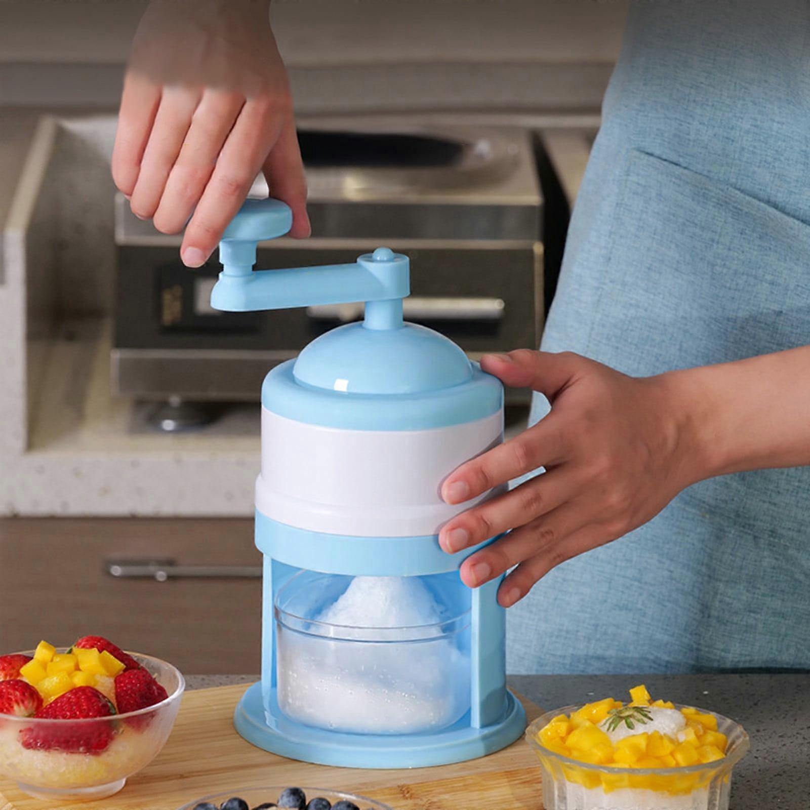 WJSXC Hand Shaved Ice Machine Manual Fruit Smoothie Machine HouseholdIce ShaverSmall Ice Crusher Sky Blue