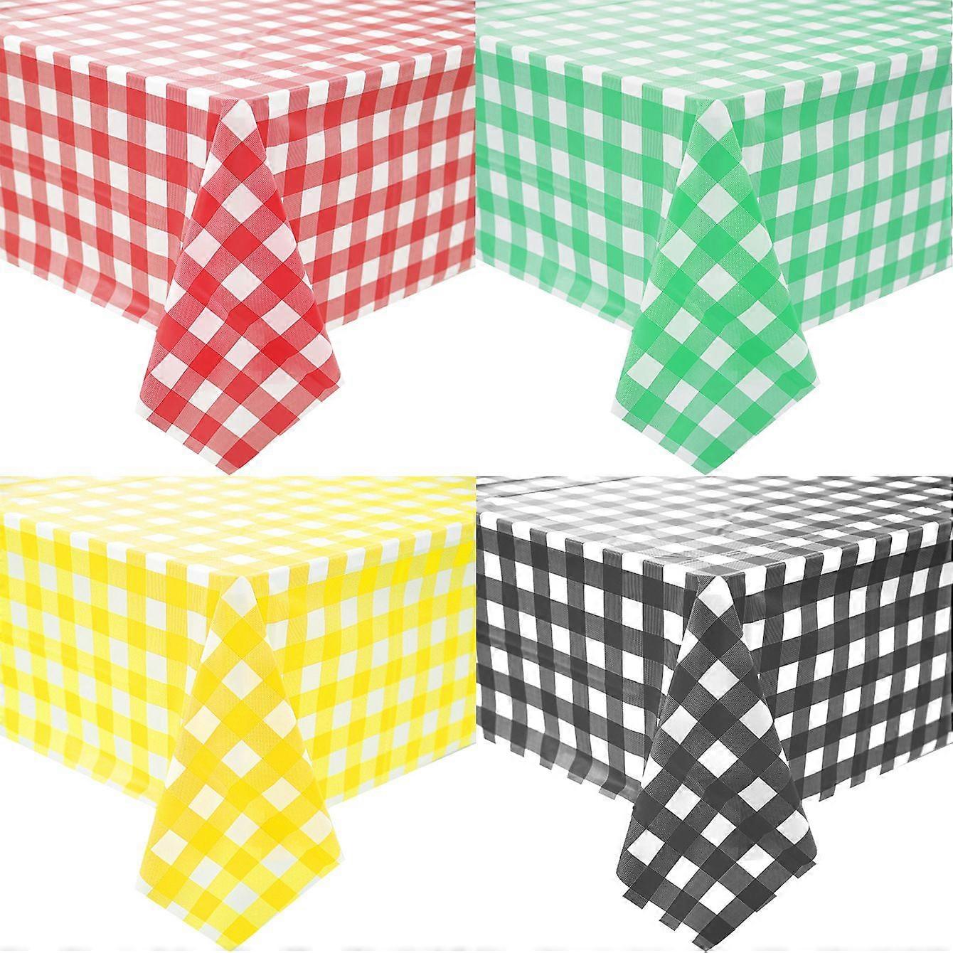 Rectangular oilcloth peva tablecloth disposable tablecloth 137x274cm plaid yellow