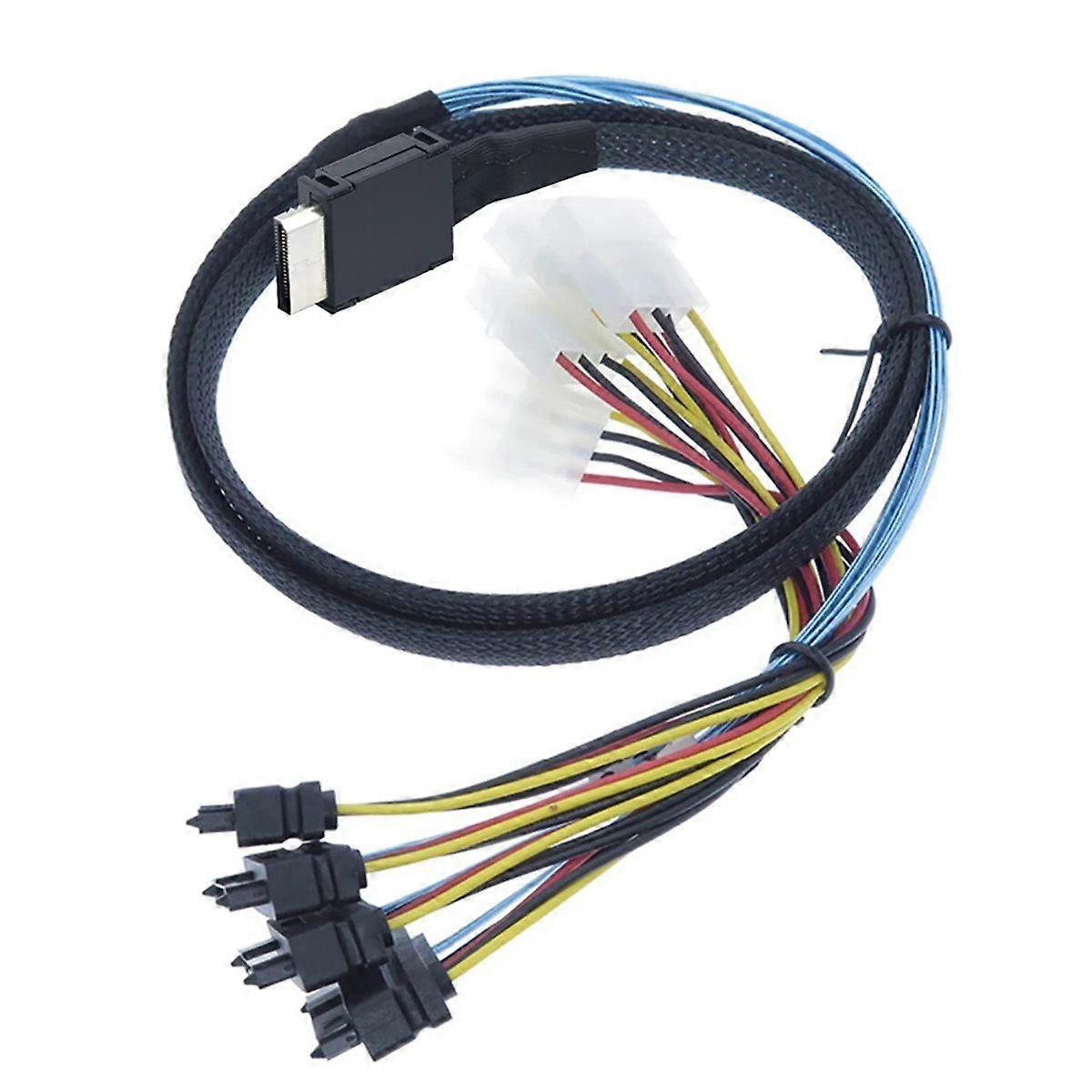 0.5M OCuLink PCIe PCI-Express SFF-8611 4i to to (4) 29pin SFF-8482 Connectors with SAS 15pin Power