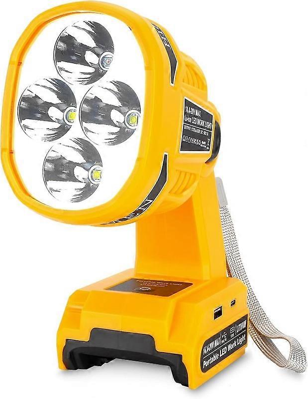 Cordless LED Flashlight for Dewalt 20V 18V Battery 22W LED Work Light with USB