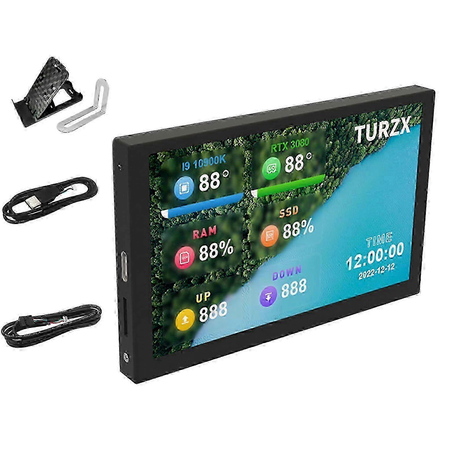PC C RAM Data Monitor PC Sensor Panel Display Temperature Screen, 5 Inch IPS Computer C Data Monitor Parts