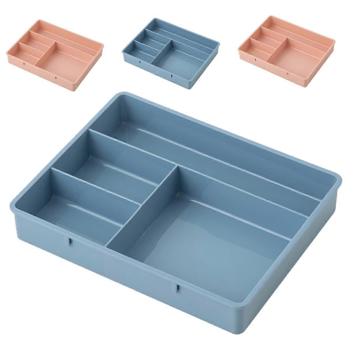 Desk Drawer Organizer Trays Set of 4 Storage Bins for Office Supplies and Bathroom in Pink and Blue
