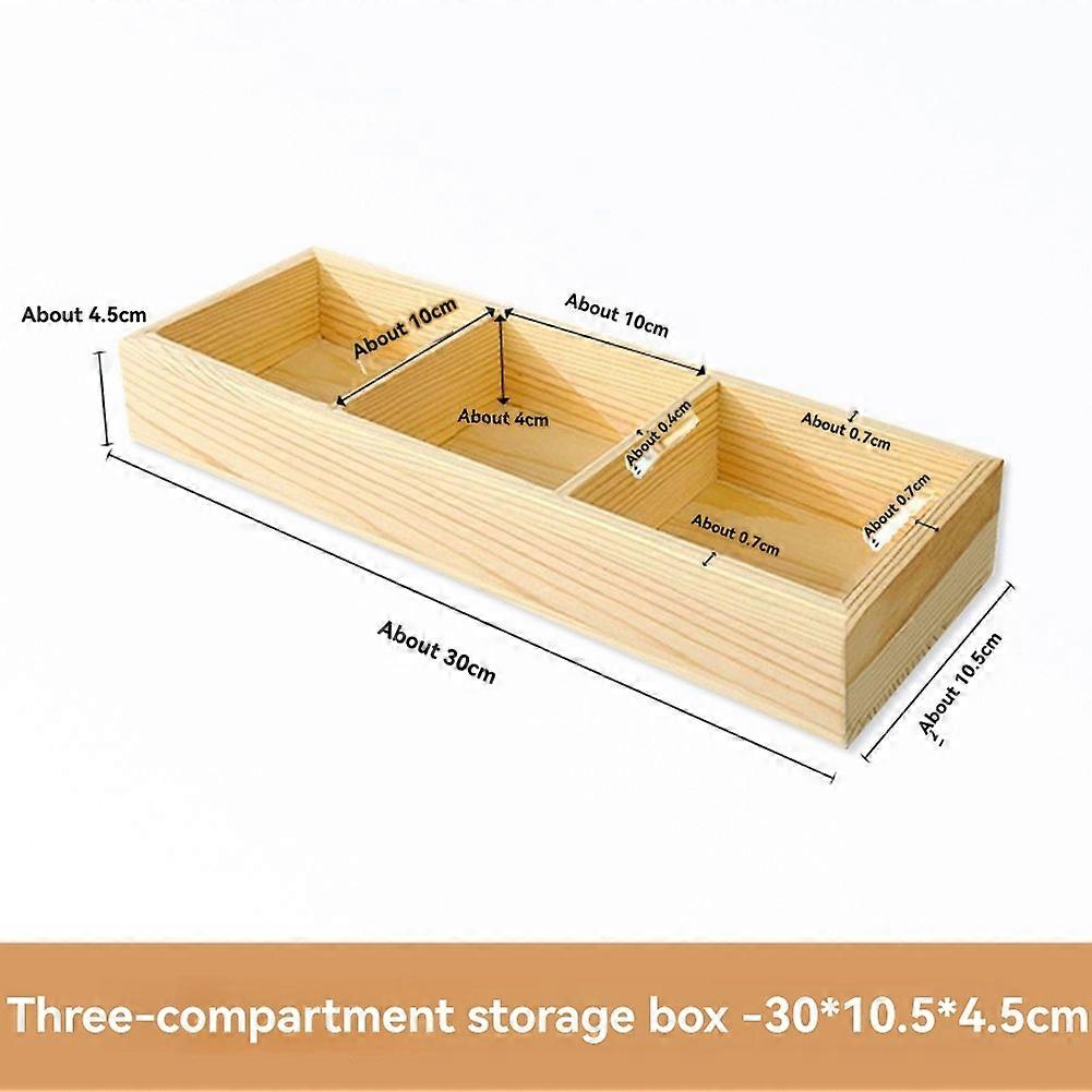 Desktop Wooden Storage Rectangular 3 Grid Box Office and Kindergarten Stationery Storage Grid Multi-Grid Square 3 Grids