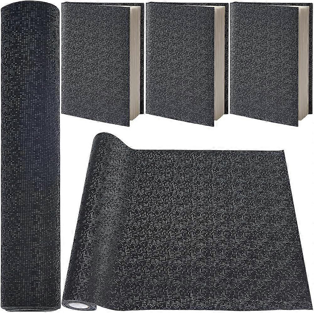 51 x 11.8in Book Cloth for Books Binding Black PU Leather Fabric Laser Pattern Surface Non-Woven Base Covering Protector A4-A8 Bookcover Album Scrapbo