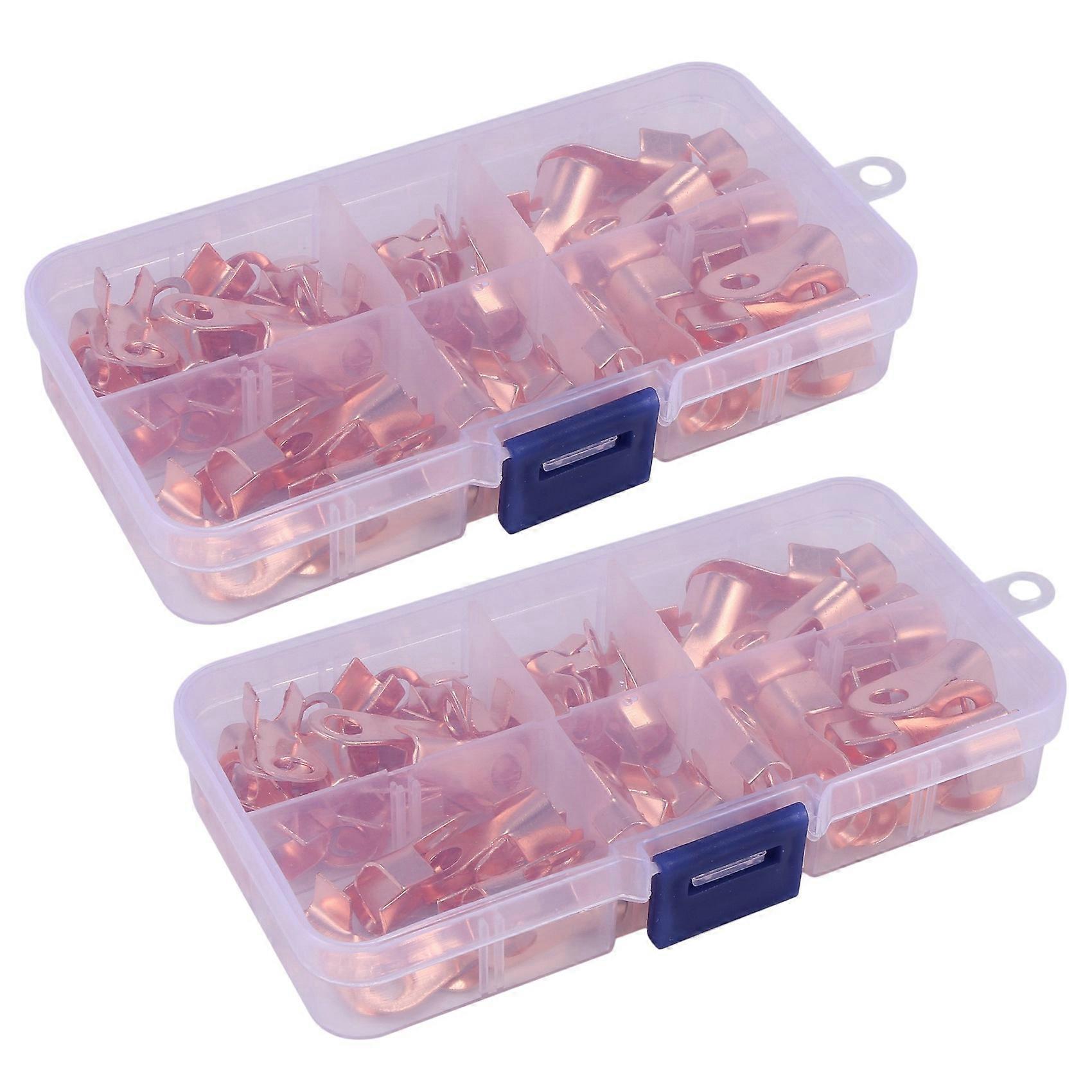 140x Open Copper Ring Lug Terminals Wire Crimp Connector Assortment Kit OT 10A 20A 30A 40A 50A