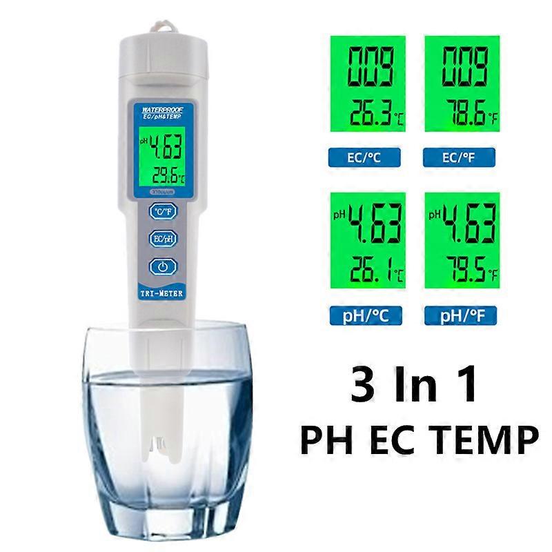 New Digital 3 In 1 PH EC TEMP Meter Multi-parameter Drink Water Quality Tester for Aquarium, Pools PH Monitor Meter 50% off