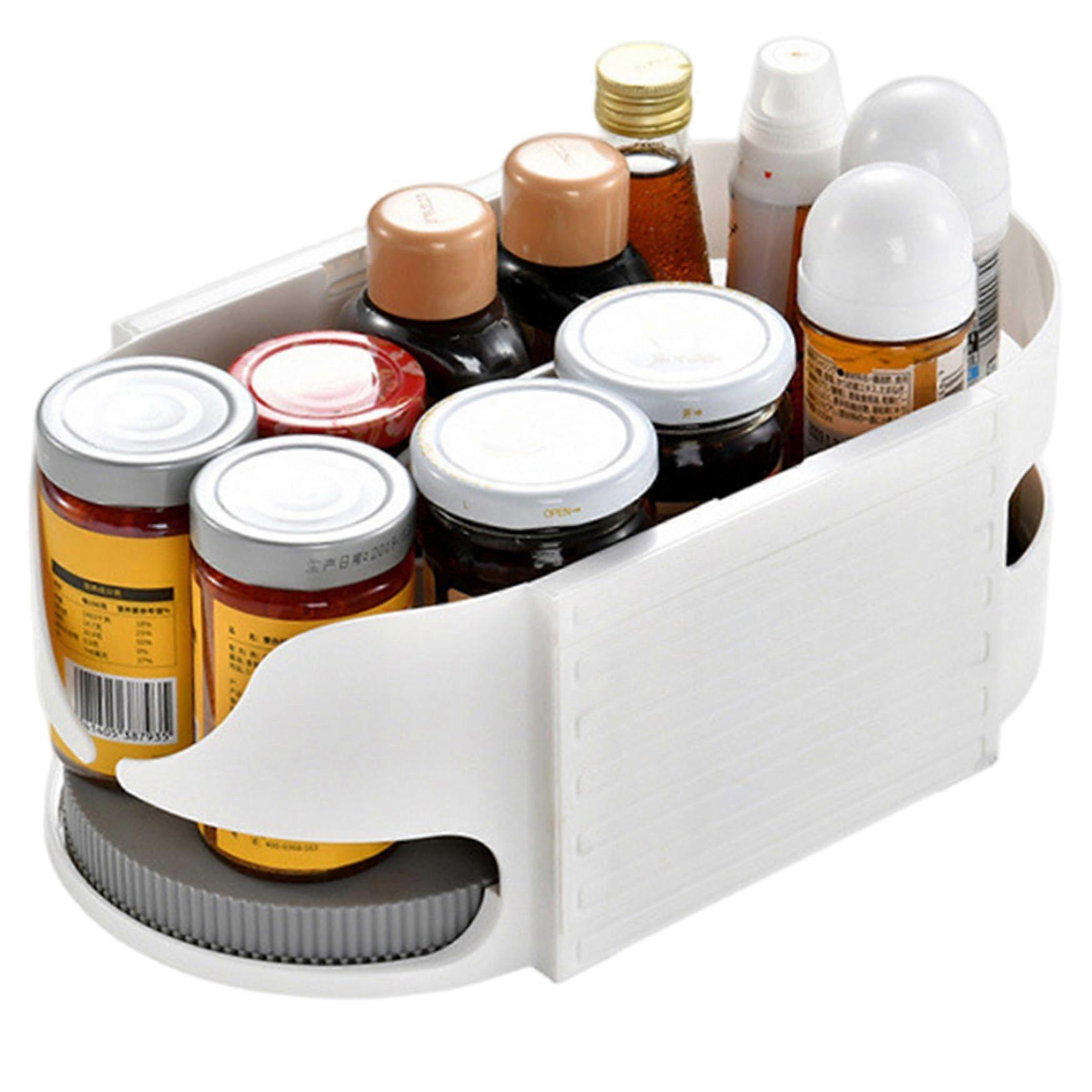 Spice Rack Organizer 360° Rotating with Handle Stackable Space Saving for Kitchen Cabinet Pantry