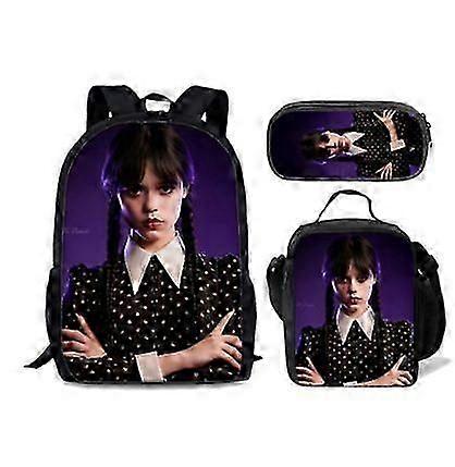 17-inch student backpack set 3D digital printing backpack three-piece set