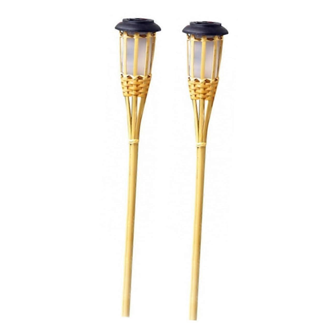 2Pcs Solar Garden Lights Warm LED Torch Spotlights for Pathway Landscape Weatherproof Energy Saving