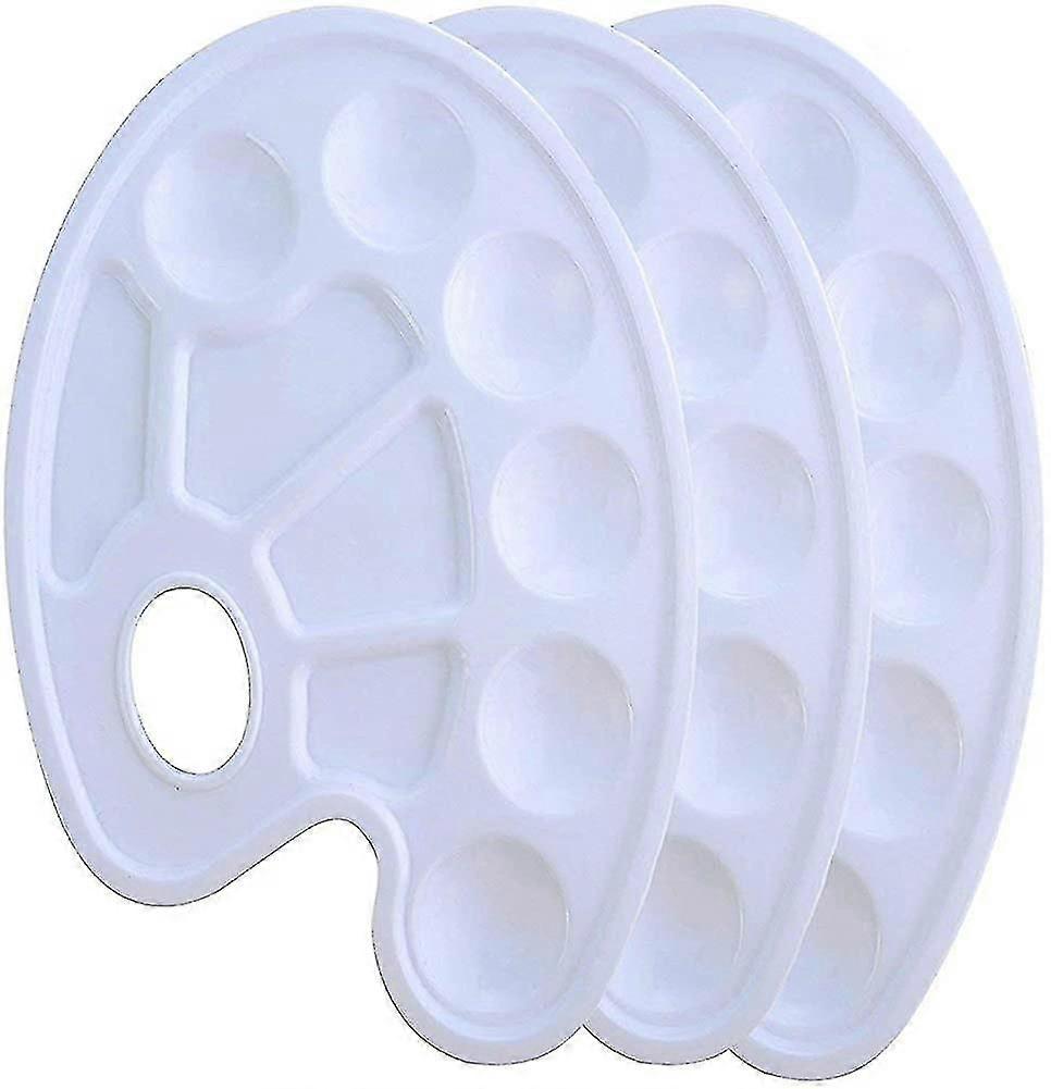 3 stk oval plastmalingspalet