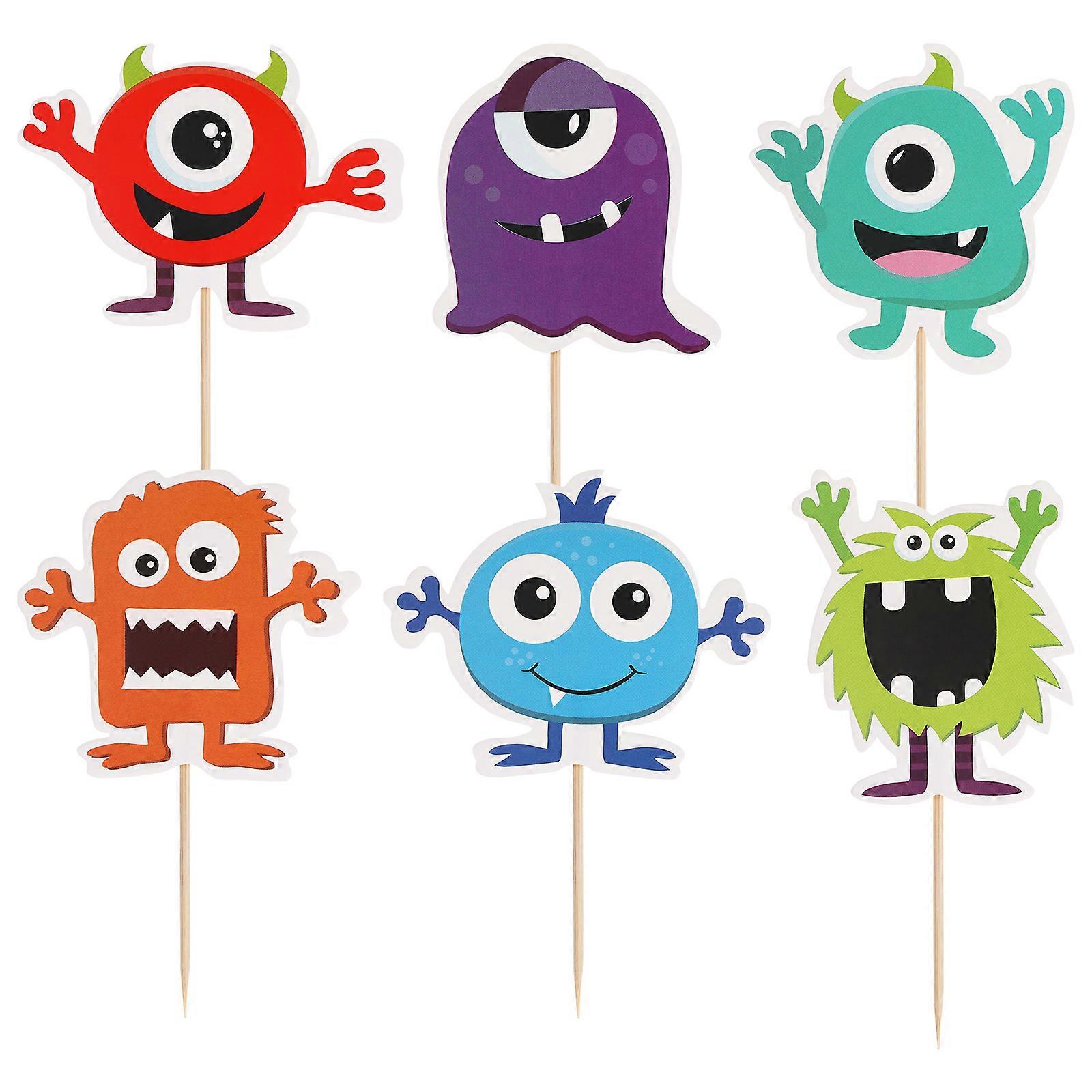 12 Pcs/2 Packs Pattern Paper Cake Toppers Cake Decoration Cake Inserts Cake Picks for Birthday Party Random Style