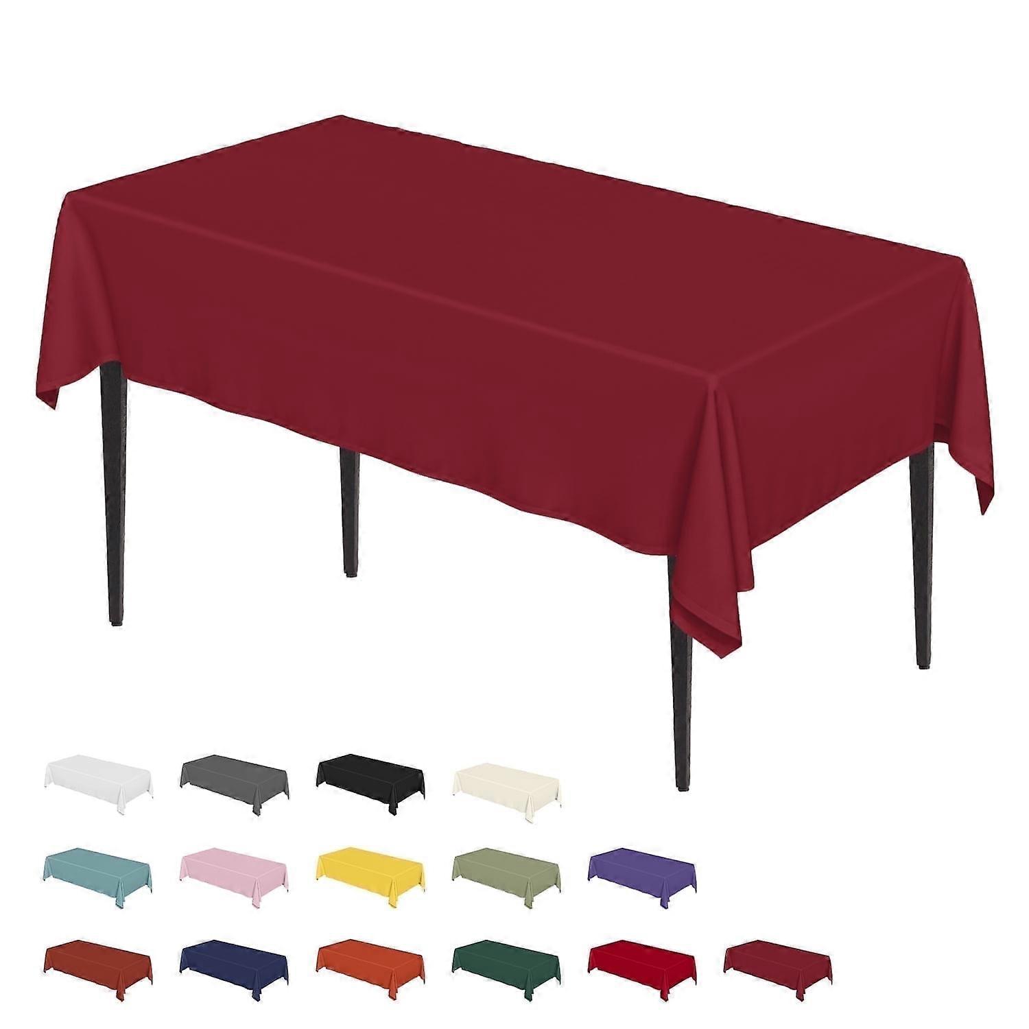 Sm:)e Burgundy Red 60x84 Inch Rectangle Table Cloth, Stain & Wrinkle Resistant, Reusable Polyester Fabric, compatible with 4ft table