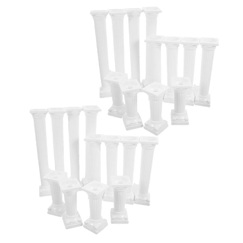 Roman Column Cake Tiered Stands for Cake Support with 24Pcs Plastic Pillars White