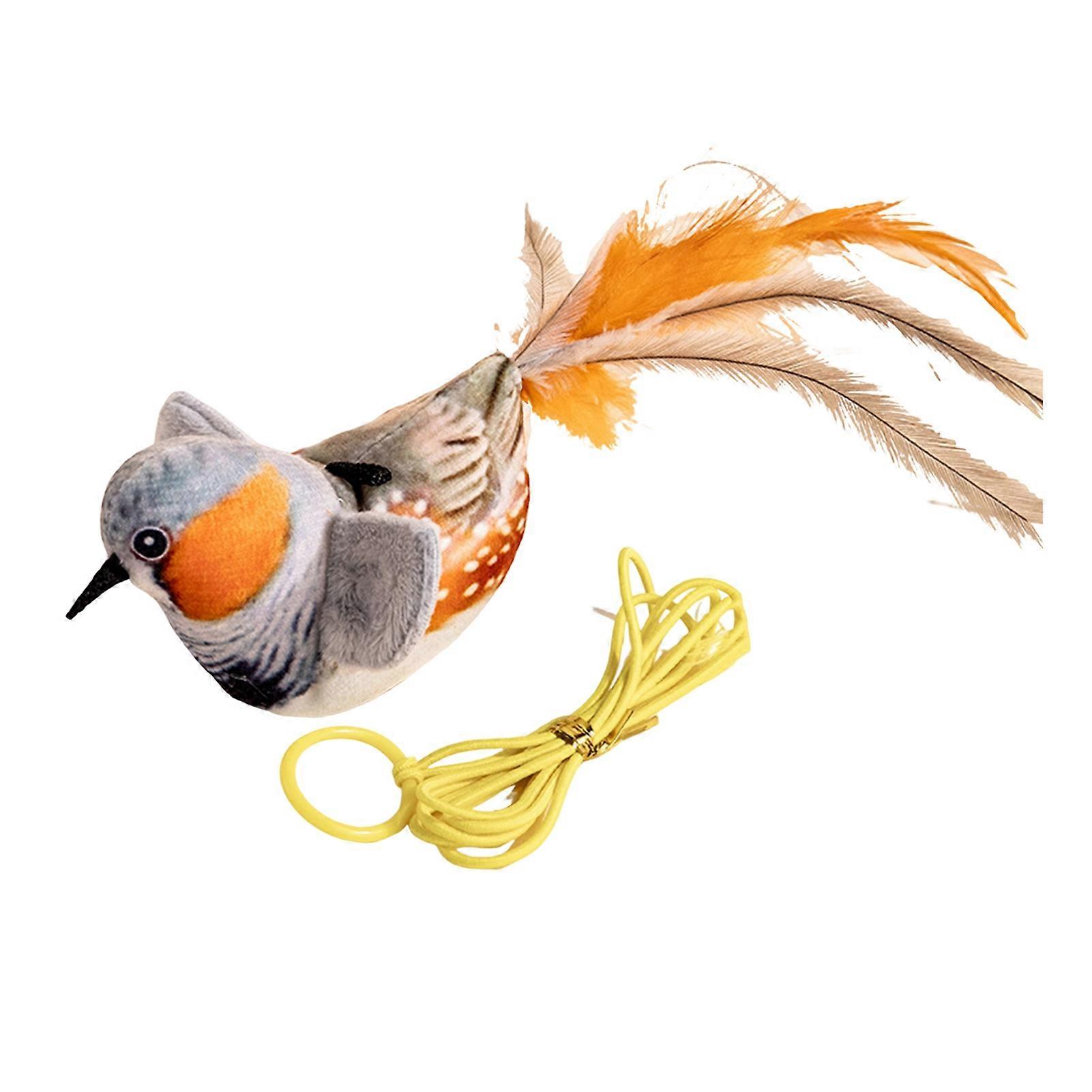 Chirping Bird Cat Toy Interactive Simulation Electric Bird Touch Activated Plush Bird Cat Teaser for
