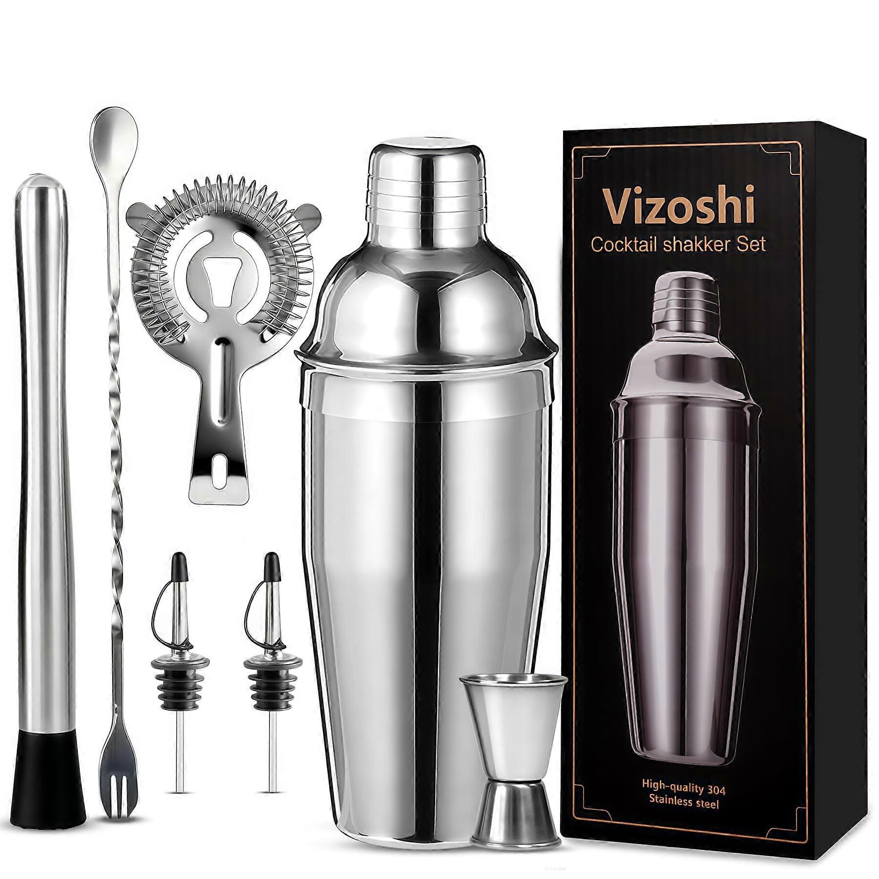 Professional Cocktail Shaker Set with Stainless Steel Bartender Kit, Jigger, Muddler, Spoon, Gift