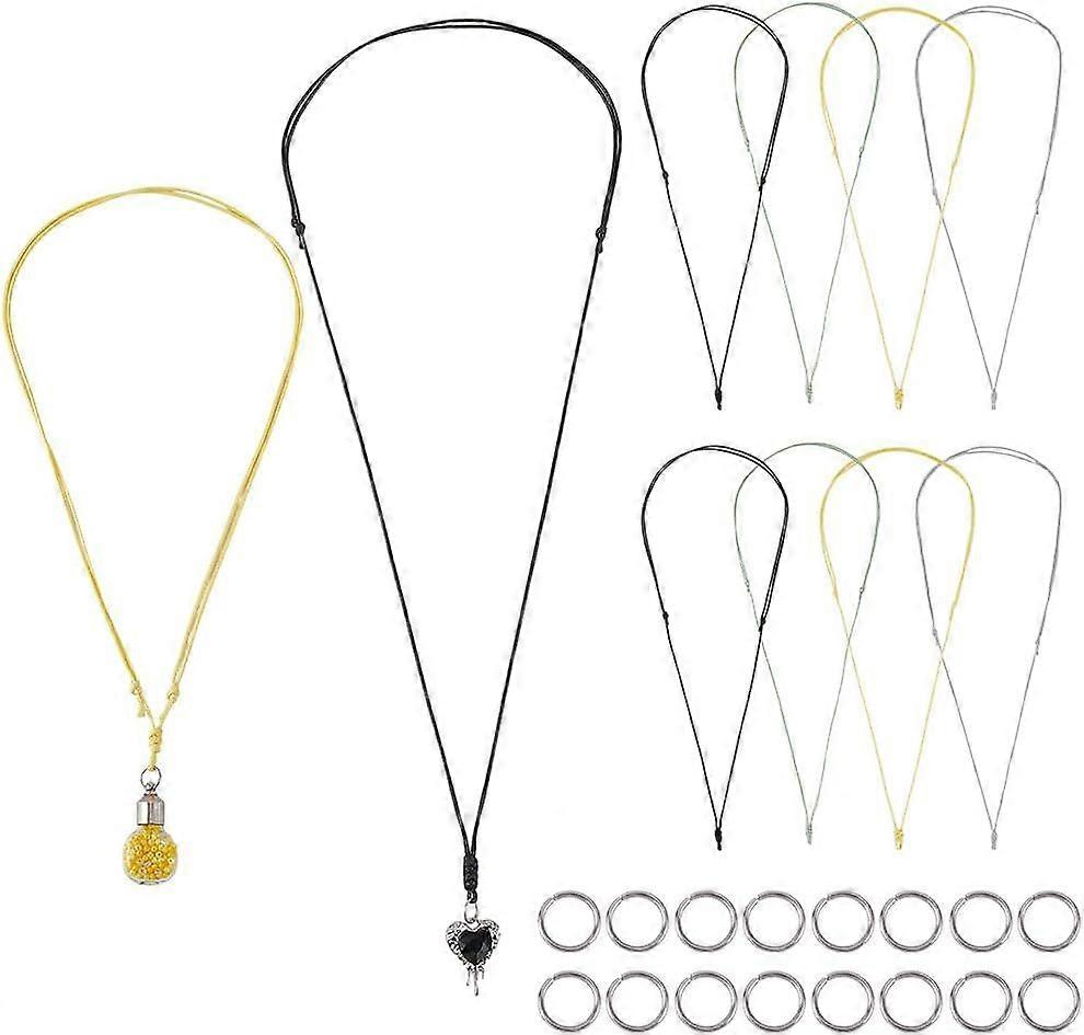 40 Sets Adjustable Necklace Cord Waxed Necklace Cords Bulk Colorful Polyester Thread Link Rope Necklaces Making Kits with 304 Stainless Steel Open Jum