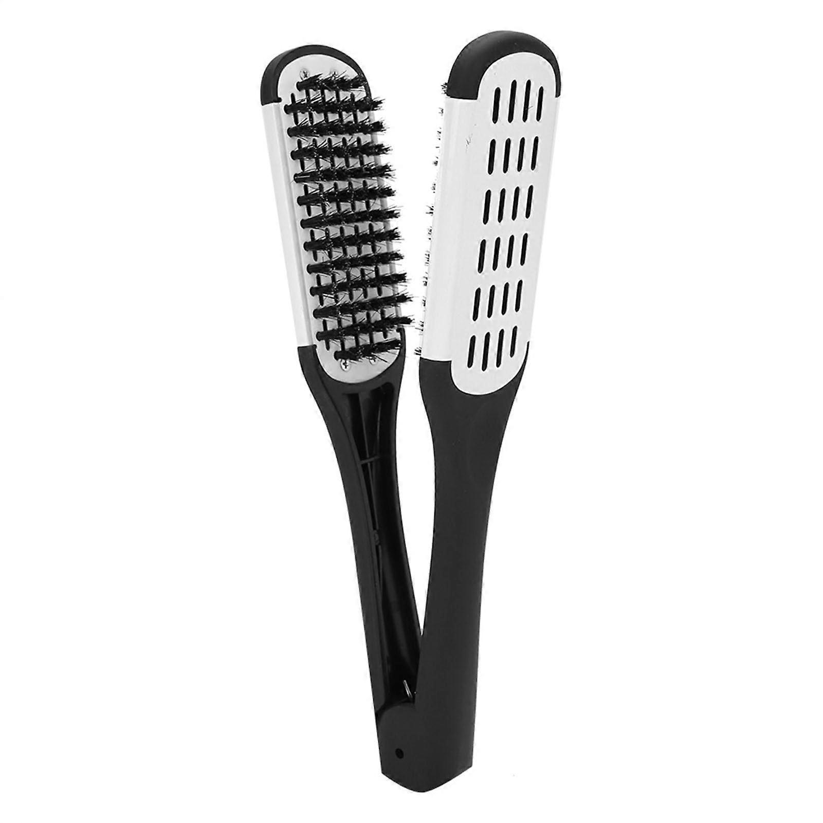 V Shaped Hair Straightening Comb with DoubleSided Clamp, Static Styling and Ergonomic Grip