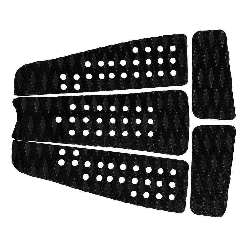 5 piezas Diamond Ranured Eva Surfboard Traction Deck Grip Tail Pad Black