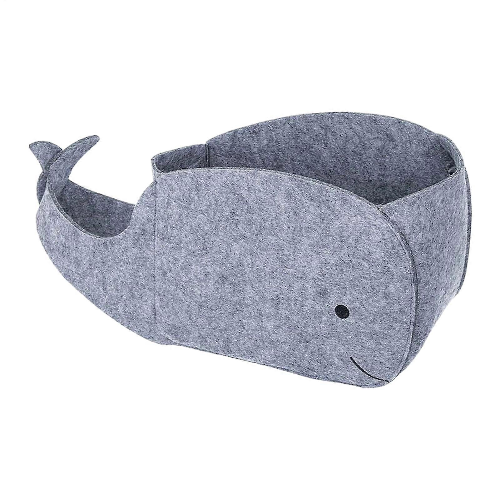 Whale Shaped Storage Bin Foldable Felt Toy Organizer with Stable Base for Nursery and Living Room