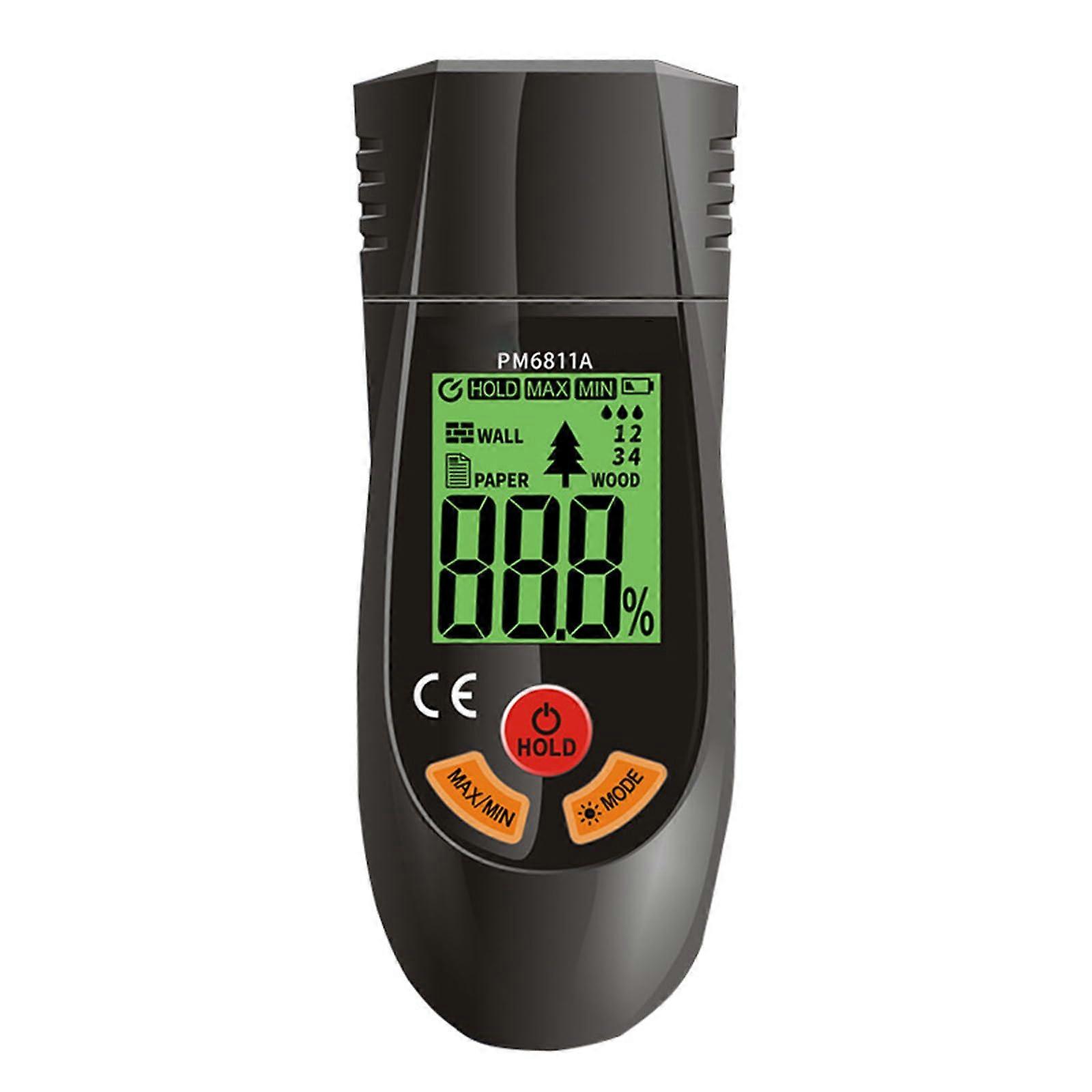 Moisture Meter Digital Wood and Drywall Tester with LCD ThreeColor Warning Display IP54