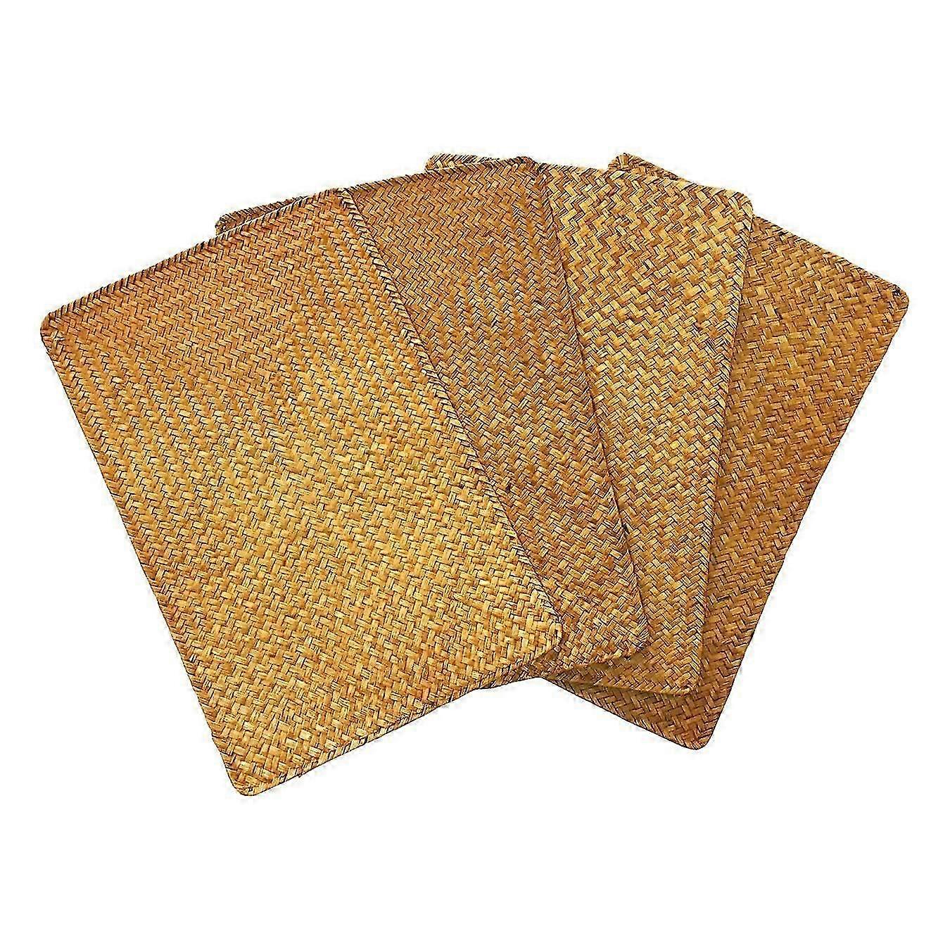 4Pcs Seagrass Place Mat Hand-Woven Rectangular for Table Decor-JJ
