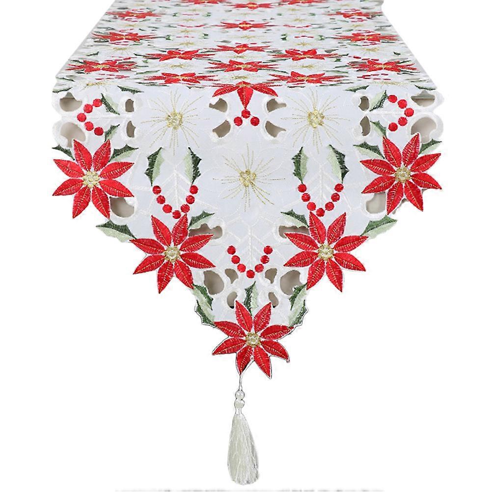 Christmas Party Table Runner Hollow Flower Decor for 5Pcs Set