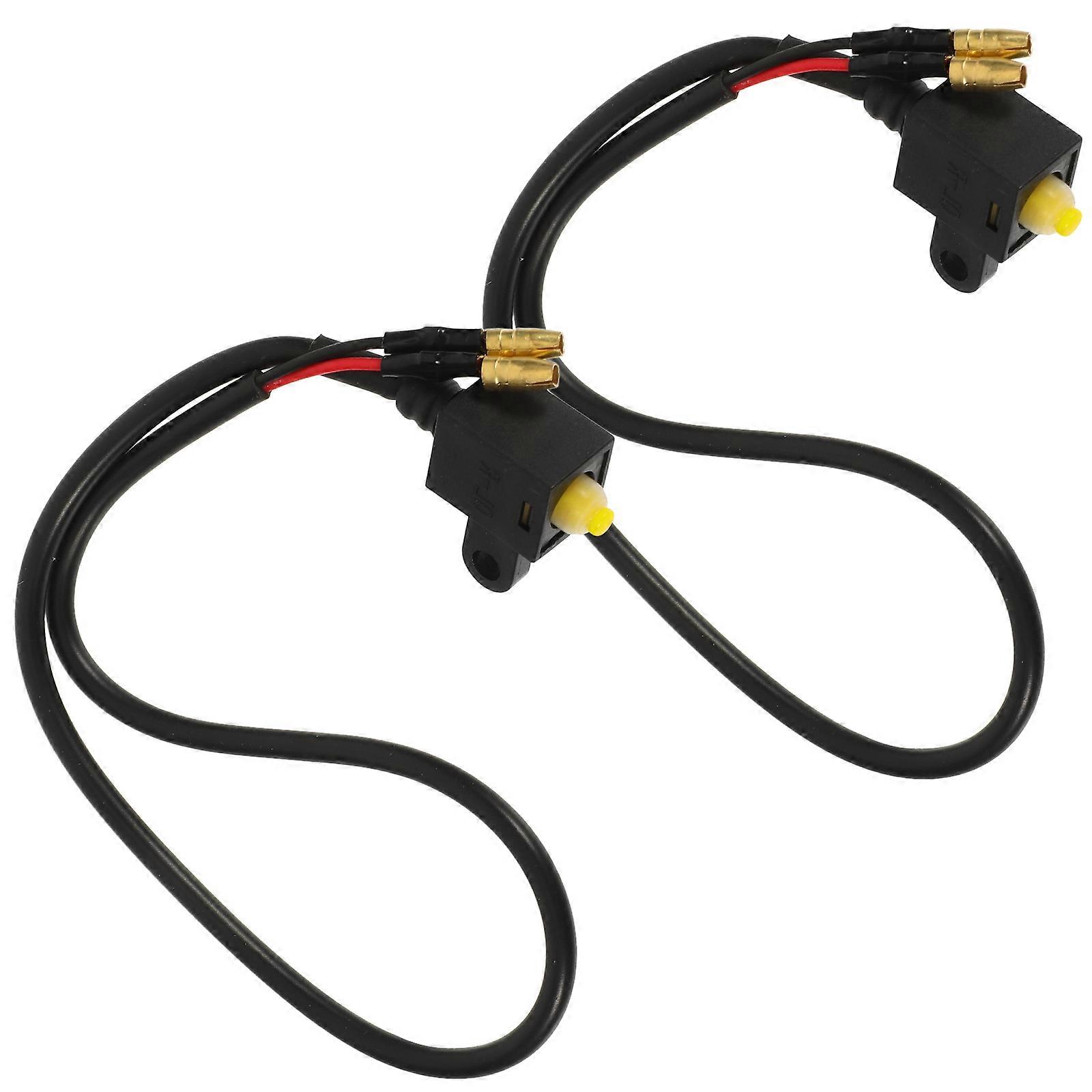 Brake Light Switch for Motorcycle with Power Cutoff Button Black 2pcs