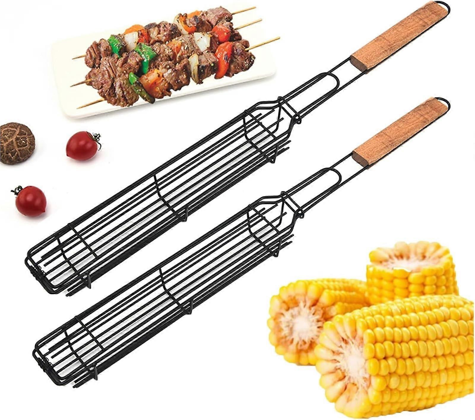BBQ Grill Basket Rustproof Stainless Steel with Locking Handle for Outdoor Cooking and Camping