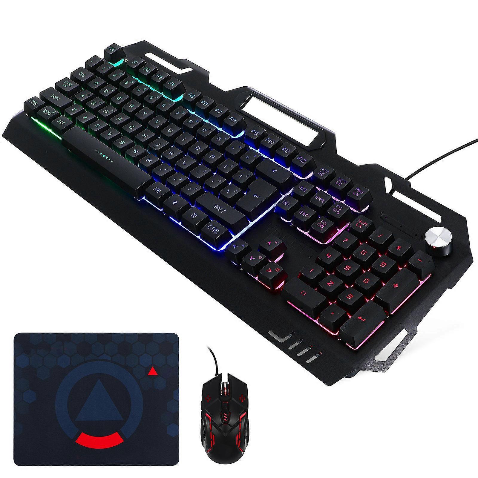Gaming Keyboard and Mouse Metal Mechanical Keyboard Wired 1Set