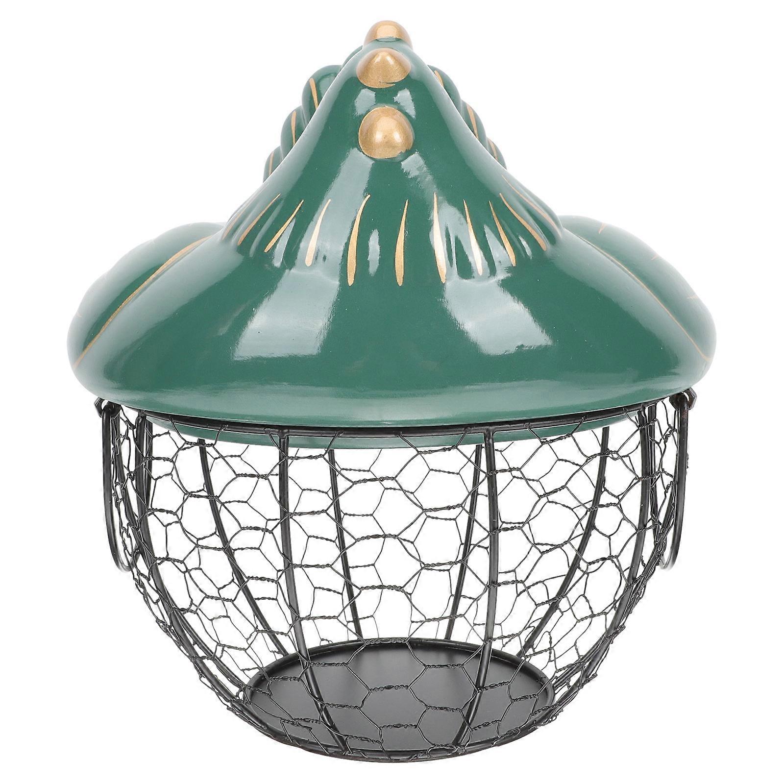 Iron and Ceramic Egg Basket for Storage Portable Egg Storage Basket Multi Use