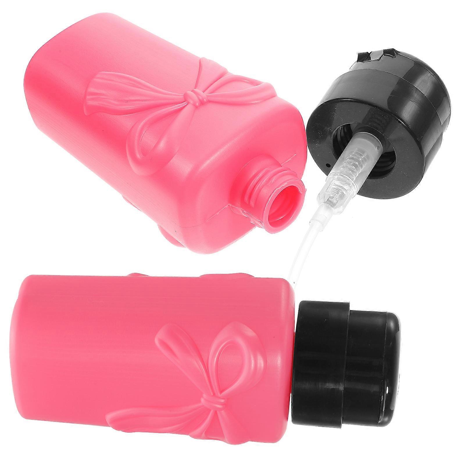 Nail Polish Remover Pump Bottle for Pressing Use 2Pcs Pink Plastic Pack