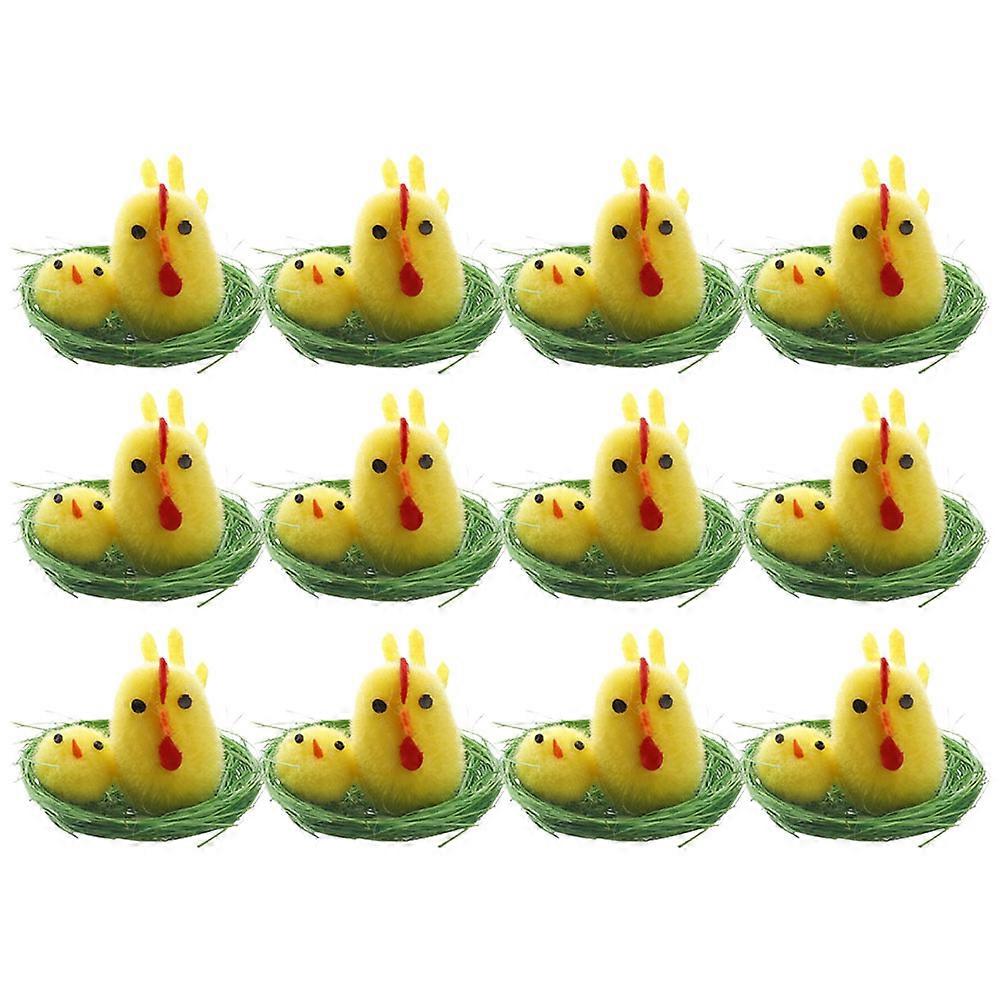 12Pcs Easter Chick Ornament Simulation Chicks for Desktop Decor