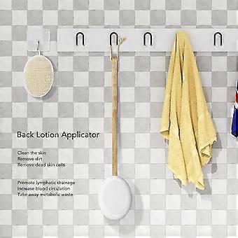 Back Scrubber with Wooden Handle, Long Handle Back Lotion Applicator for Deep Pore Cleansing